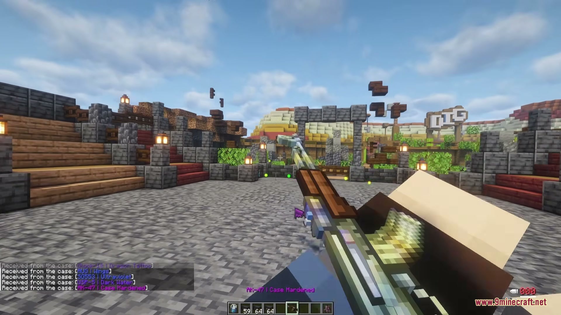 Tunneler Rush Mod Screenshot 8 First person view of a player holding a Case Hardened assault rifle