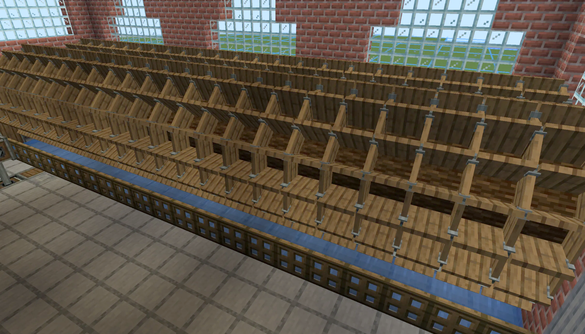 Turpentine Factory Schematic Screenshots 4 Rows of wooden processing vats lined up inside a large brick building