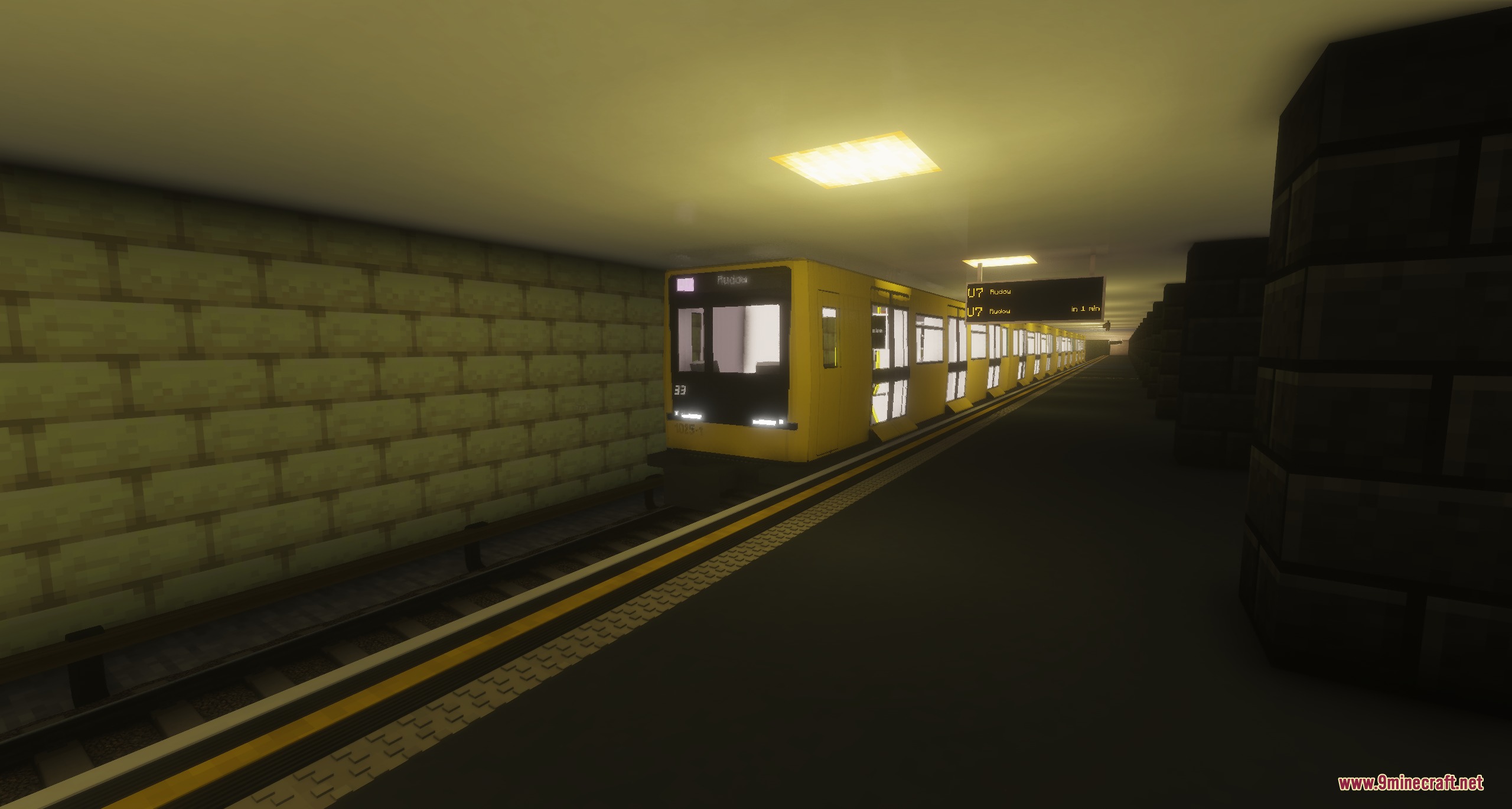 U Bahn Berlin Pack Resource Pack Screenshot 5 U Bahn Berlin Pack adds yellow subway trains to Minecraft railway systems