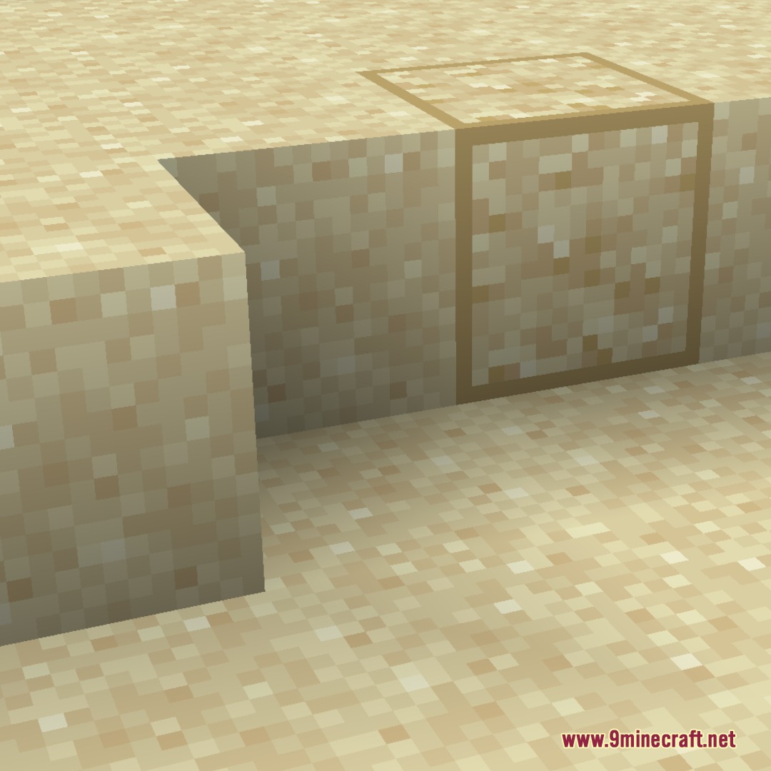 UHC Optimized Resource Pack Screenshot 4 Highlighted sand block showing a distinct outline for better visibility