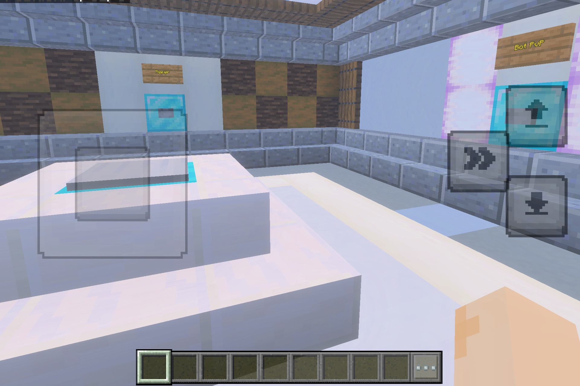 Ultimate All Kits PvP Map Screenshot 2 A white arena provides a dedicated space for players to practice against bots