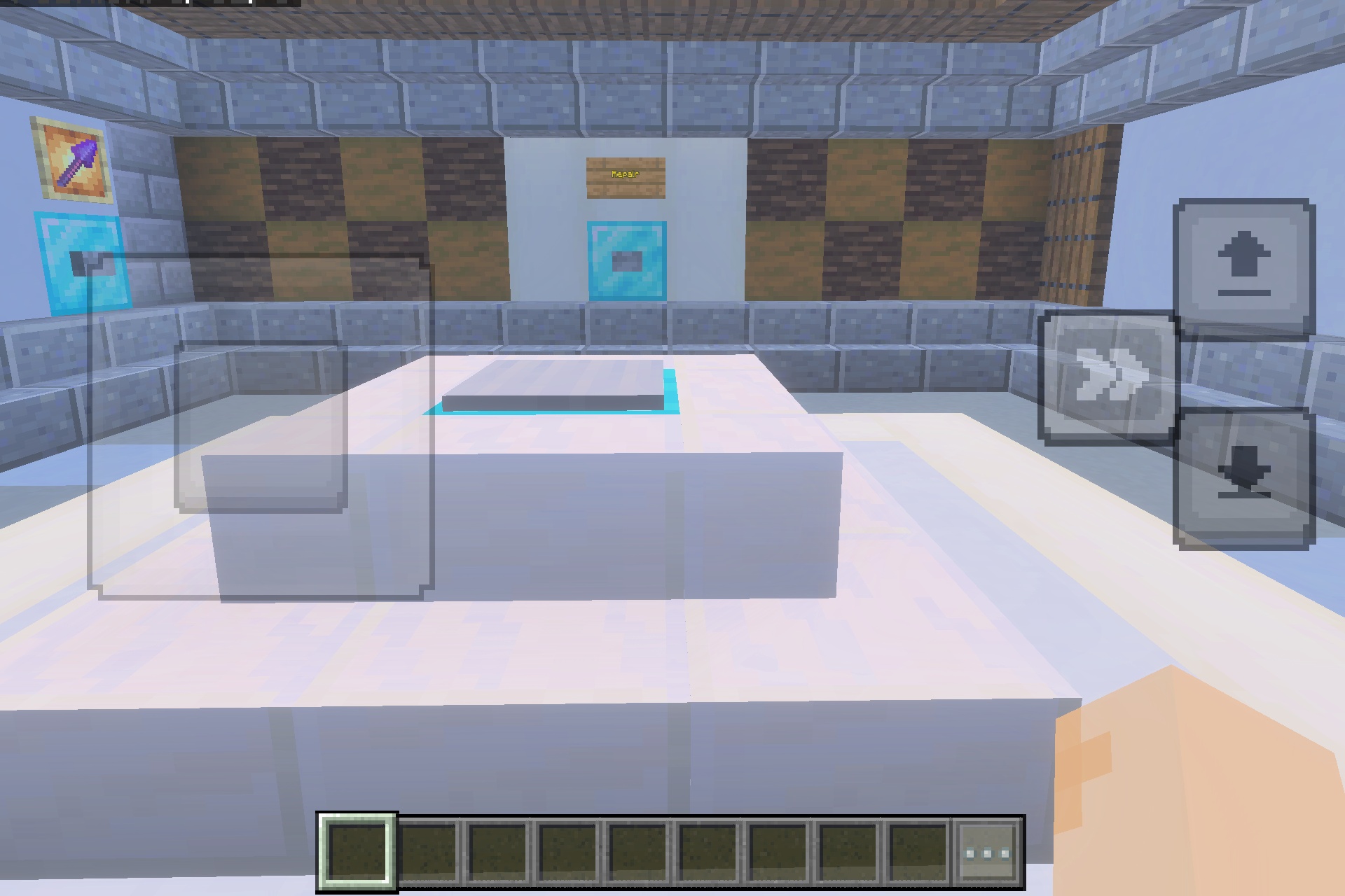 Ultimate All Kits PvP Map Screenshot 3 A kit selection room with a central pressure plate and wall buttons