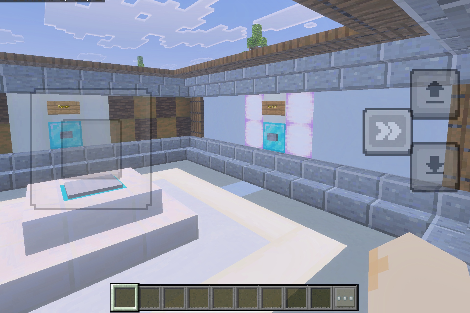 Ultimate All Kits PvP Map Screenshot 5 The kit selection room features buttons for players to equip combat gear