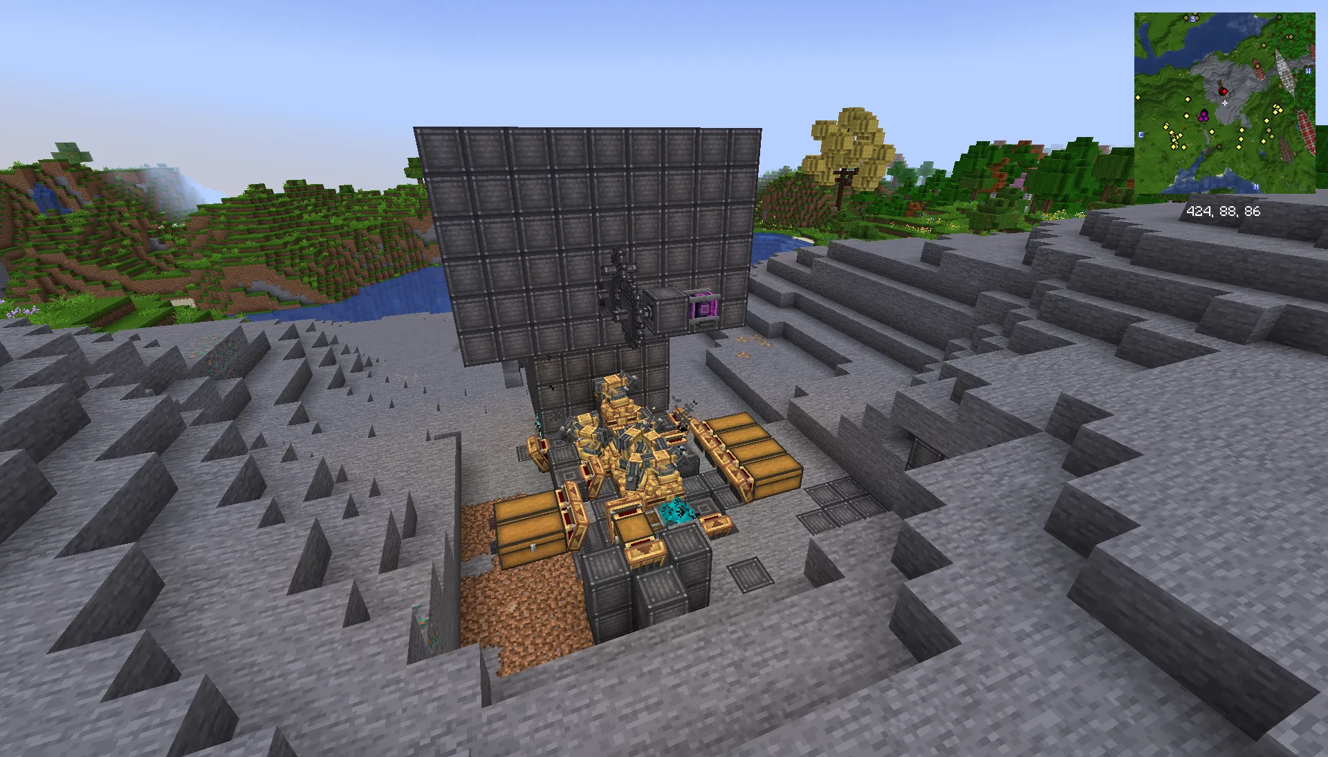 Ultimate Block and Item Factory Schematic Screenshots 1 Detailed view of complex item processing machinery and wooden storage chests