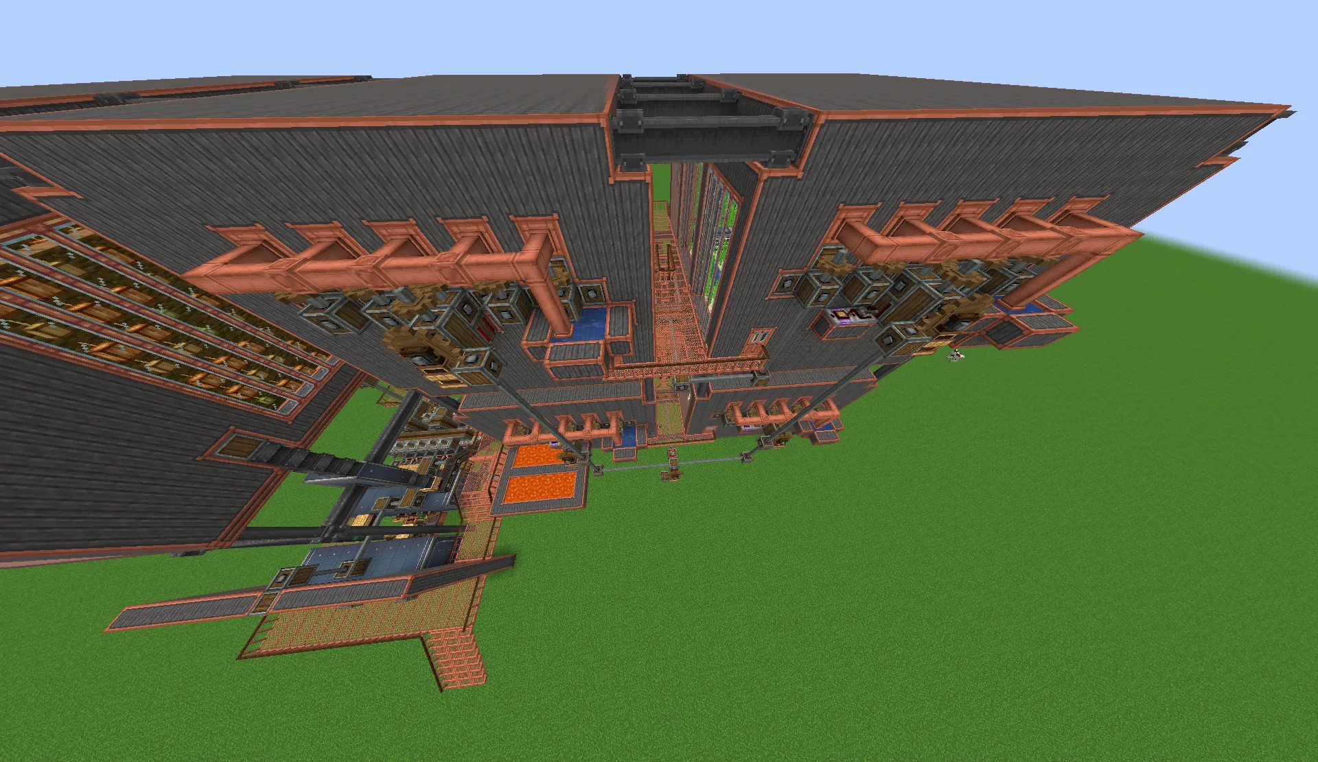 Ultimate Chocolate Factory Schematic Screenshots 2 A massive industrial chocolate factory with copper pipes and complex machinery systems