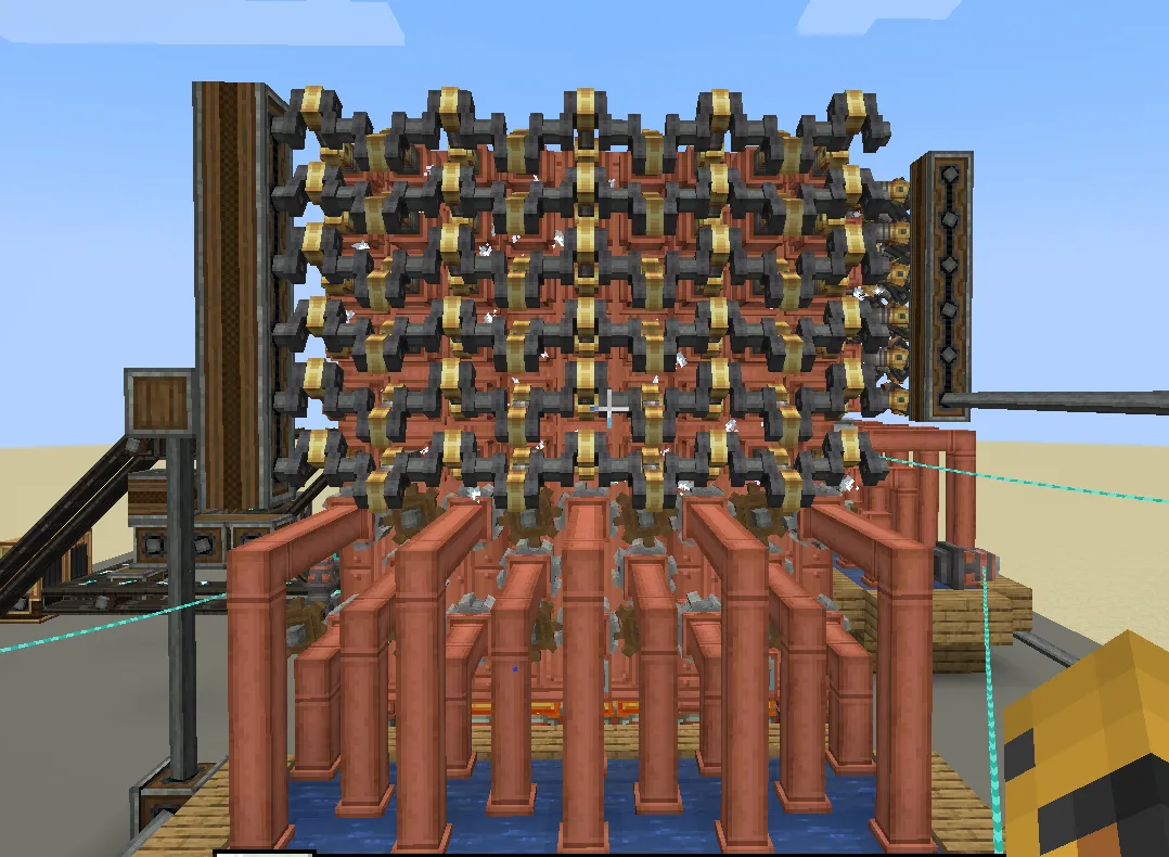 Ultimate Nuclear Reactor Schematic Screenshots 2 A massive mechanical steam engine assembly with copper pipes and rotating crankshafts