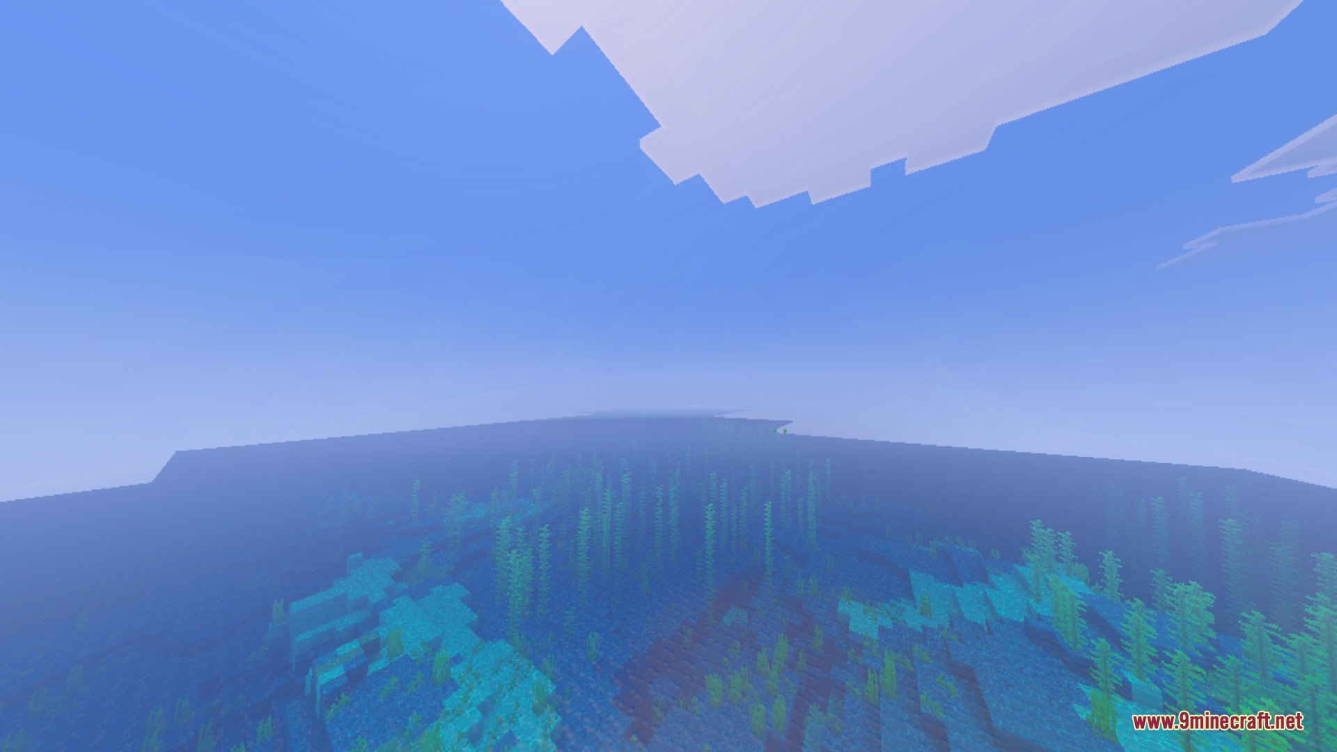 Ultimate Shaders Screenshot 1 Vibrant underwater landscape with tall green kelp growing in the clear blue water