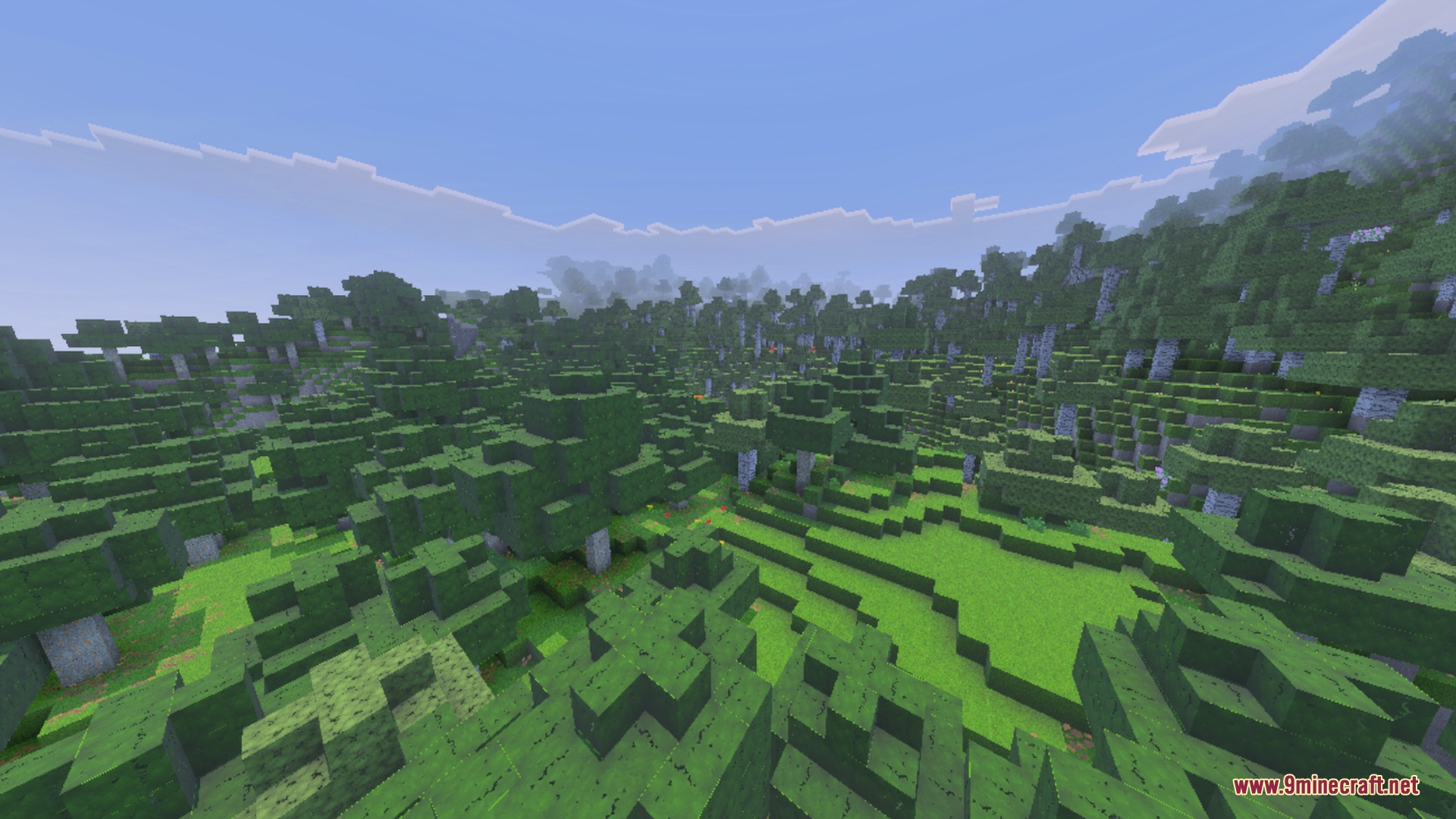 Ultimate Shaders Screenshot 6 Dense green forest landscape with detailed tree leaves and rolling grassy hills