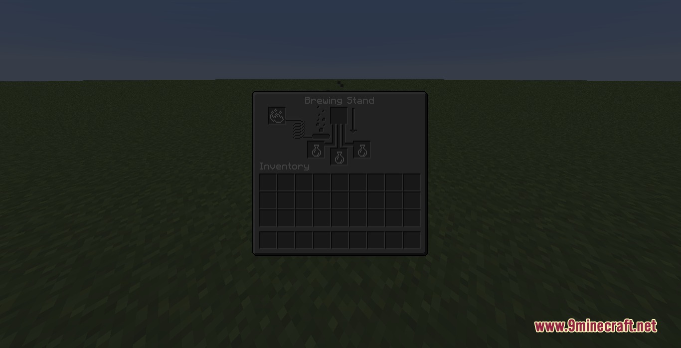 Ultra Darkmode Resource Pack Screenshot 6 Brewing stand menu updated with the sleek Ultra Darkmode Resource Pack theme