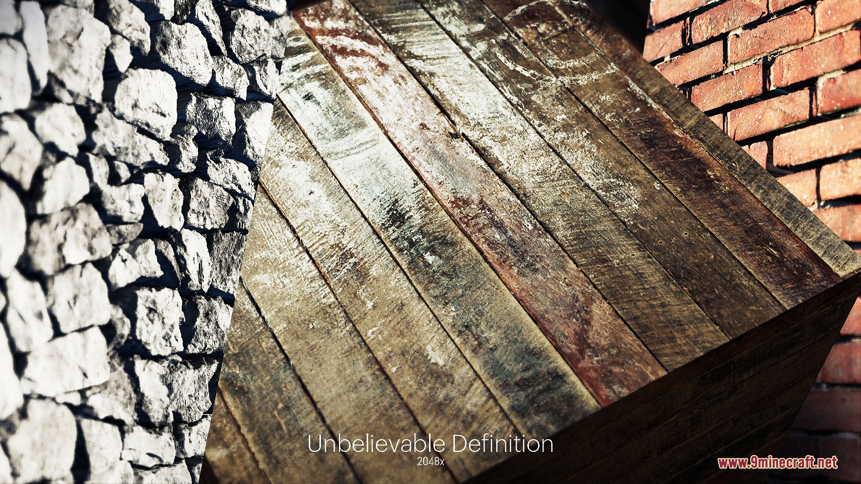 Unbelievable Definition 2048x Resource Pack Screenshot 5 Detailed 2048x textures for stone walls wooden planks and red brick blocks