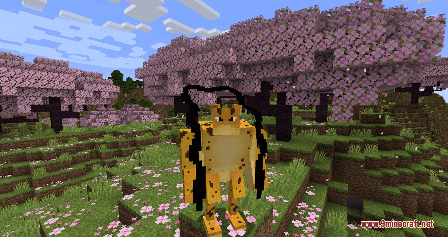 Unbound Fruit Potential Mod Screenshot 1 Awakened leopard Zoan form with black flame clouds in a cherry forest