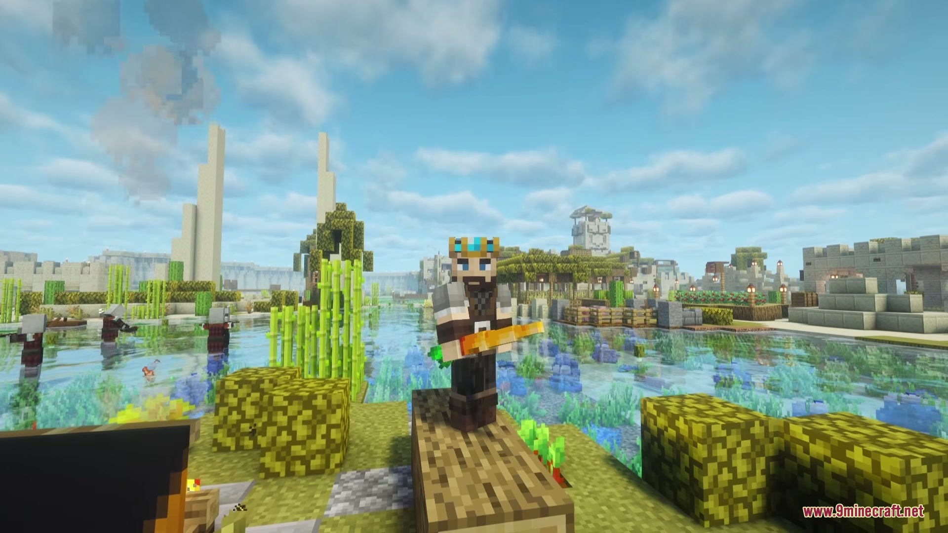 Unending Horizon Cycle Mod Screenshot 3 A player holding a Golden Carrot Bat from Unending Horizon Cycle Mod