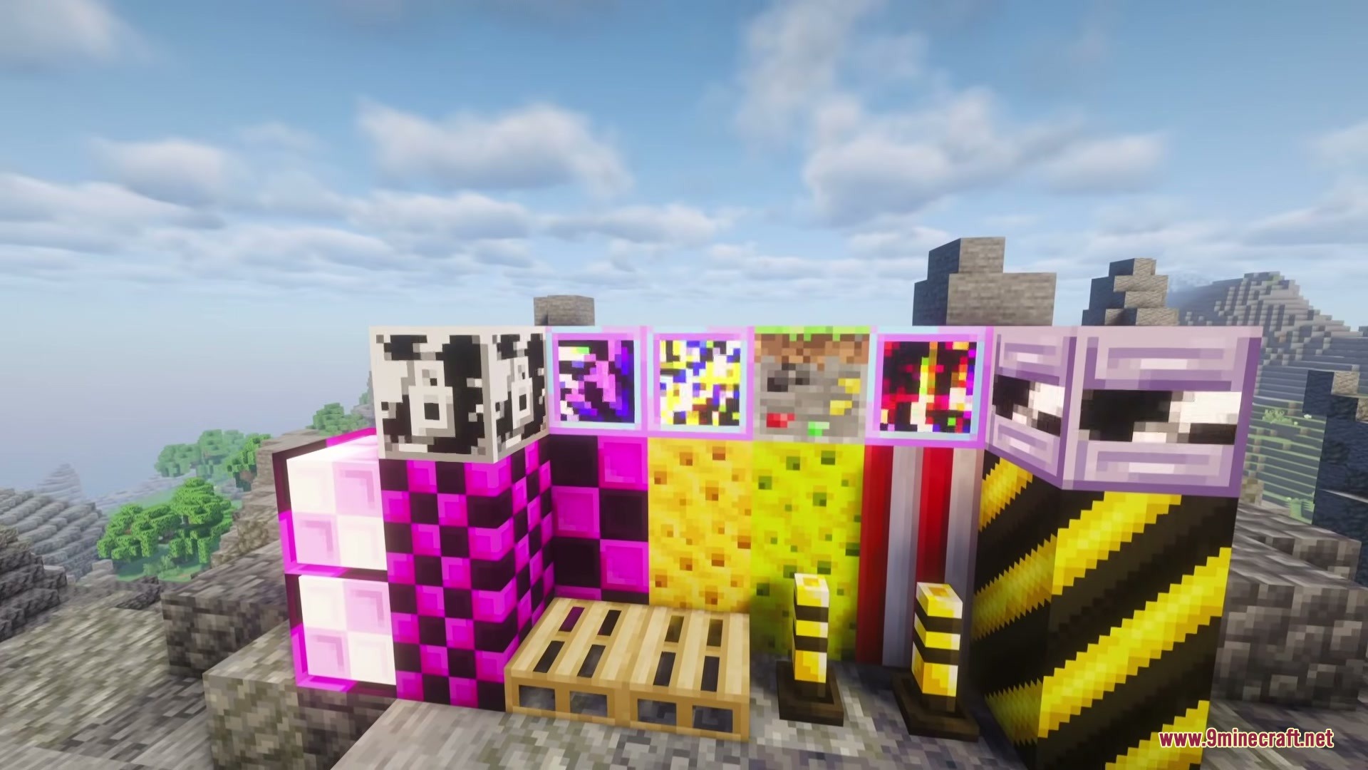 A collection of strange blocks from the Untagged and Untitled Mod in Minecraft