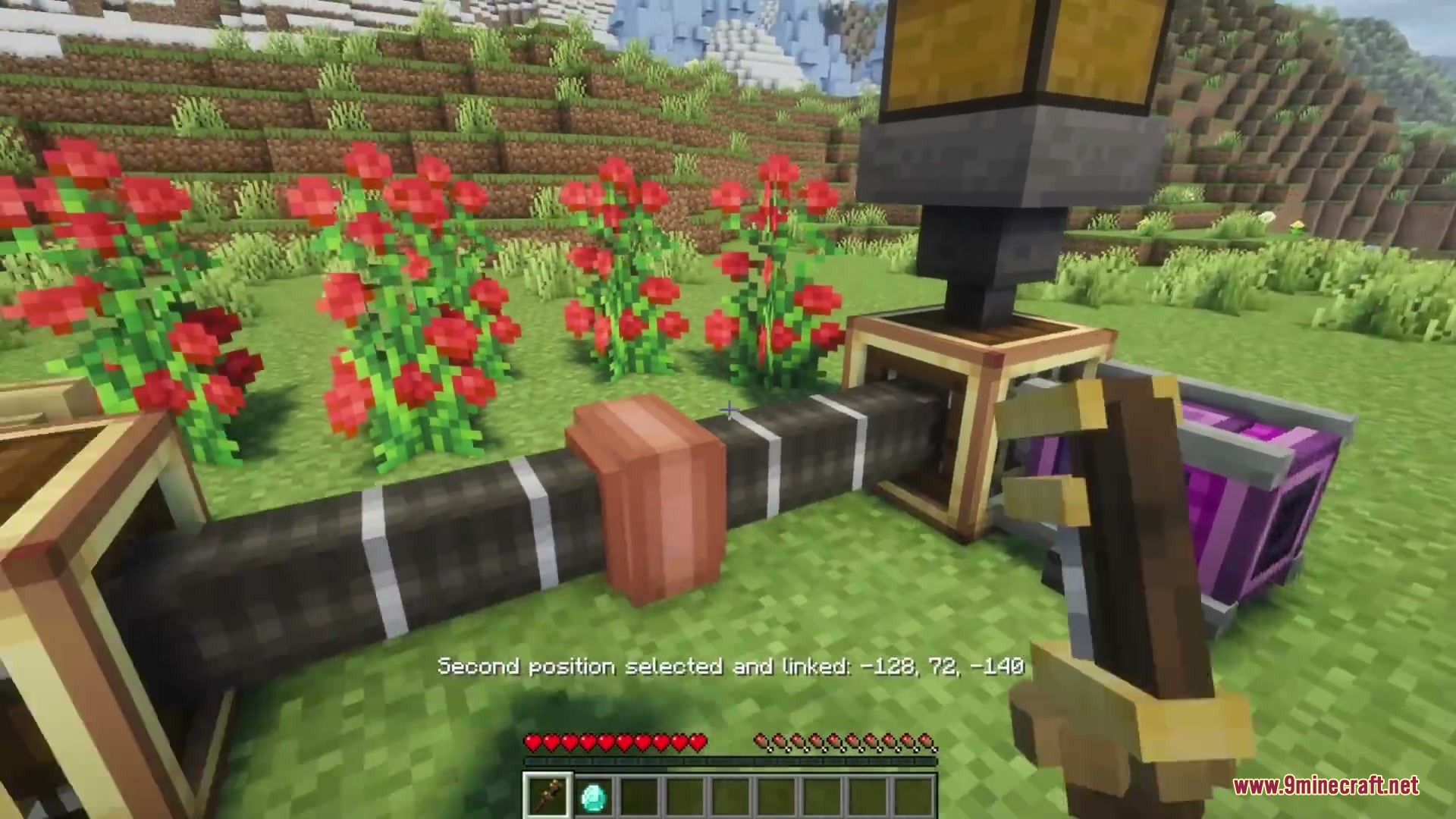 VS Sable Hose Connectors Mod Screenshot 5 Player uses a wrench to link hose connectors between two mechanical blocks