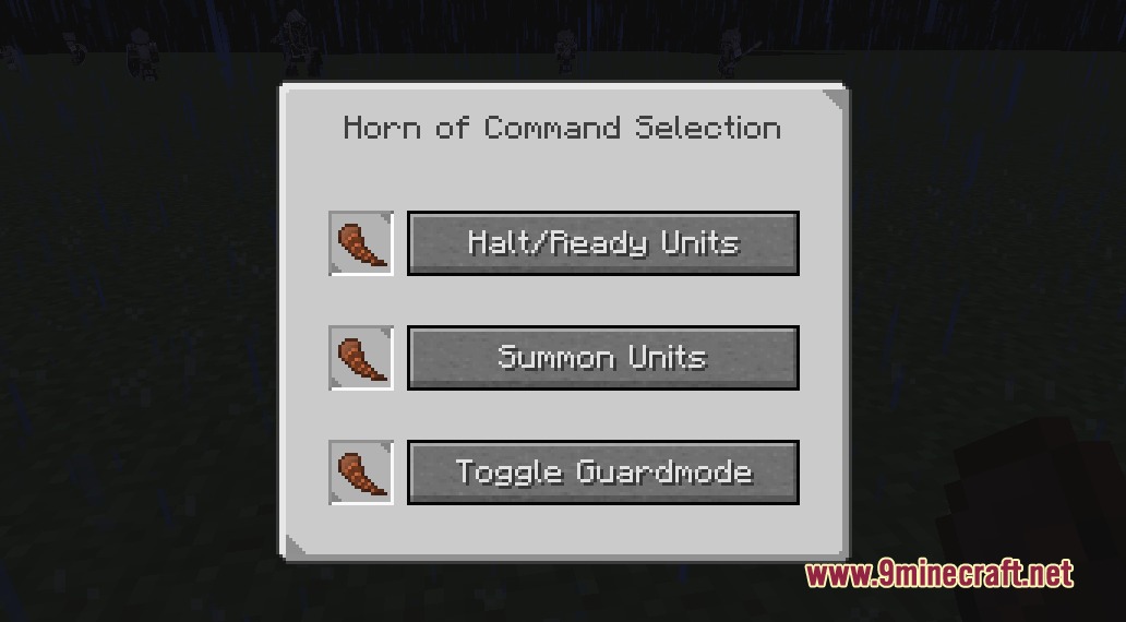 Valiant Bastion Utility Mod Screenshot 5 Interface showing command options for summoning and toggling guard mode for units