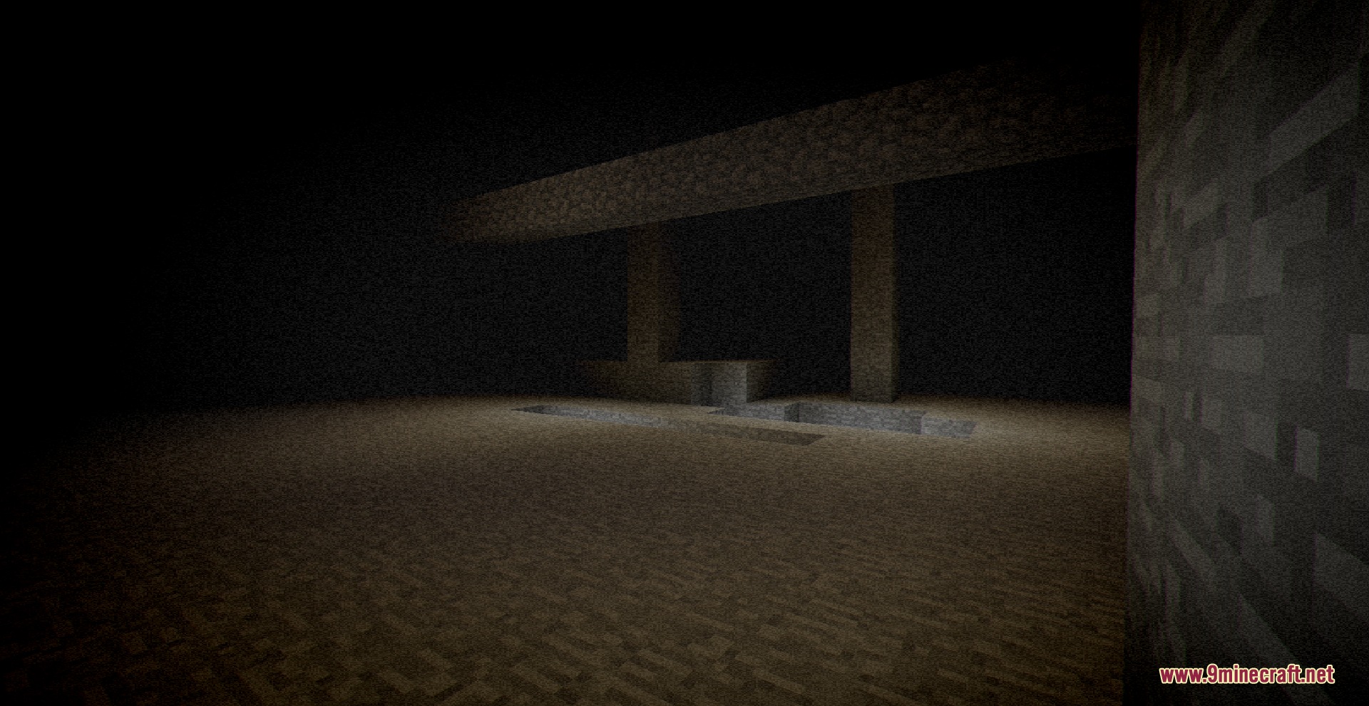 Vanilla Breach Paradox Mod Screenshot 5 An eerie stone chamber with pillars and a counter in a dark realm