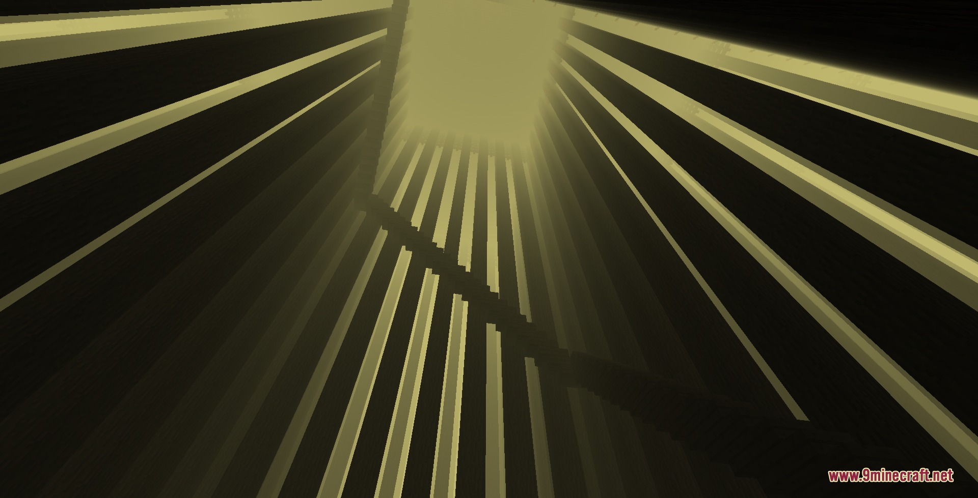 Vanilla Breach Paradox Mod Screenshot 8 Looking up through a massive wooden structure inside a dark foggy dimension