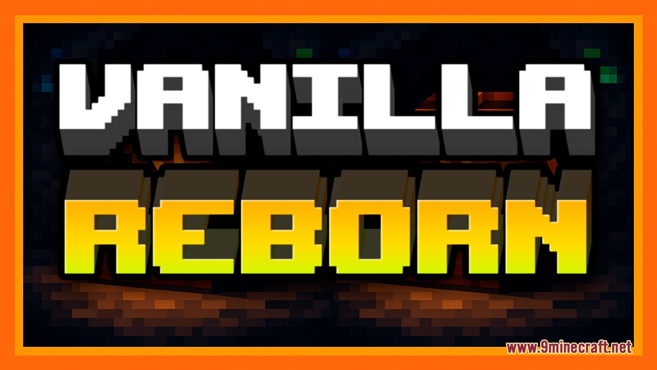Vanilla Reborn RP by Guonith Resource Pack Screenshot 1 Title screen for the Vanilla Reborn resource pack with bold pixelated text
