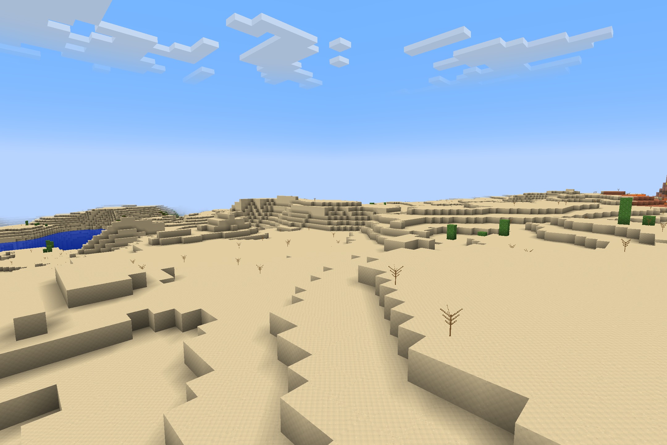 VanillaEnhanced Resource Pack Screenshot 9 A vast desert landscape featuring detailed sand dunes and cacti under a clear sky