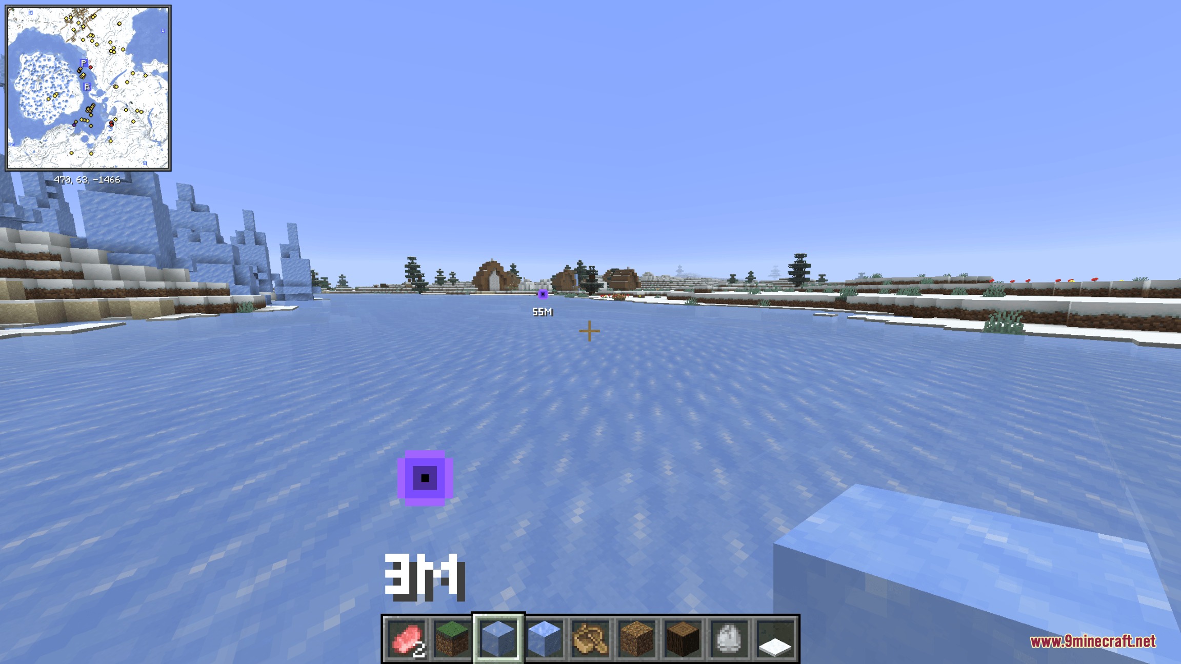 Vantage Point Signal Mod Screenshot 4 Purple warning signals placed on the ice to alert teammates of danger