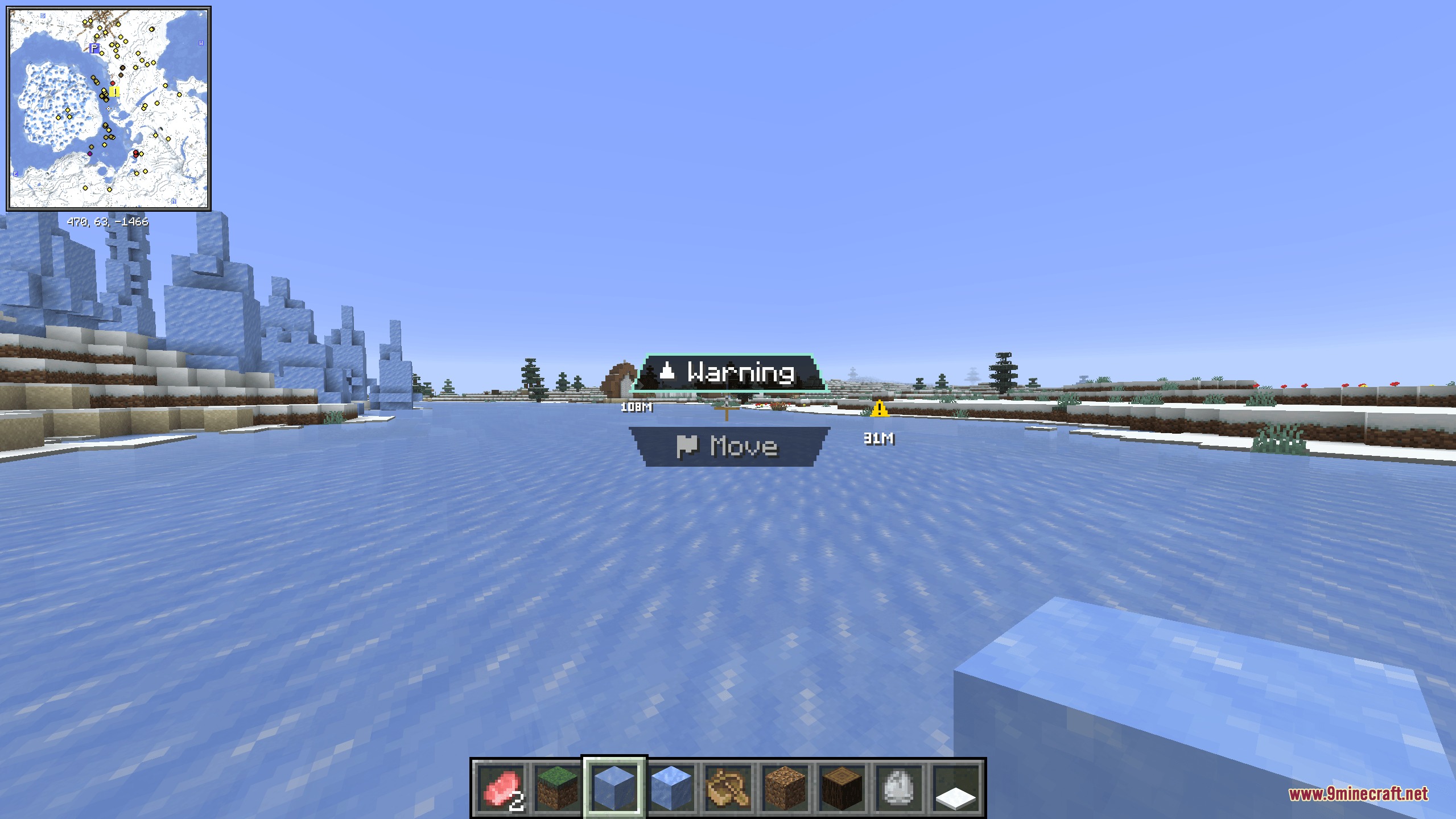 Vantage Point Signal Mod Screenshot 5 Player selects a warning signal from the ping wheel over a frozen lake