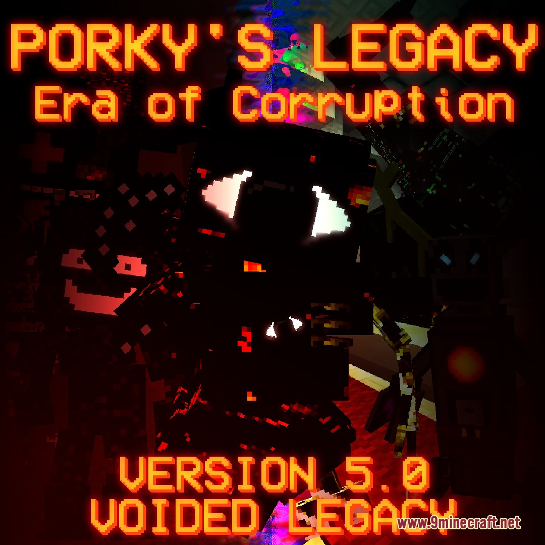 Vaporized Intentions Mod Screenshot 5 Shadowy Minecraft character with glowing eyes on a dark red corrupted poster
