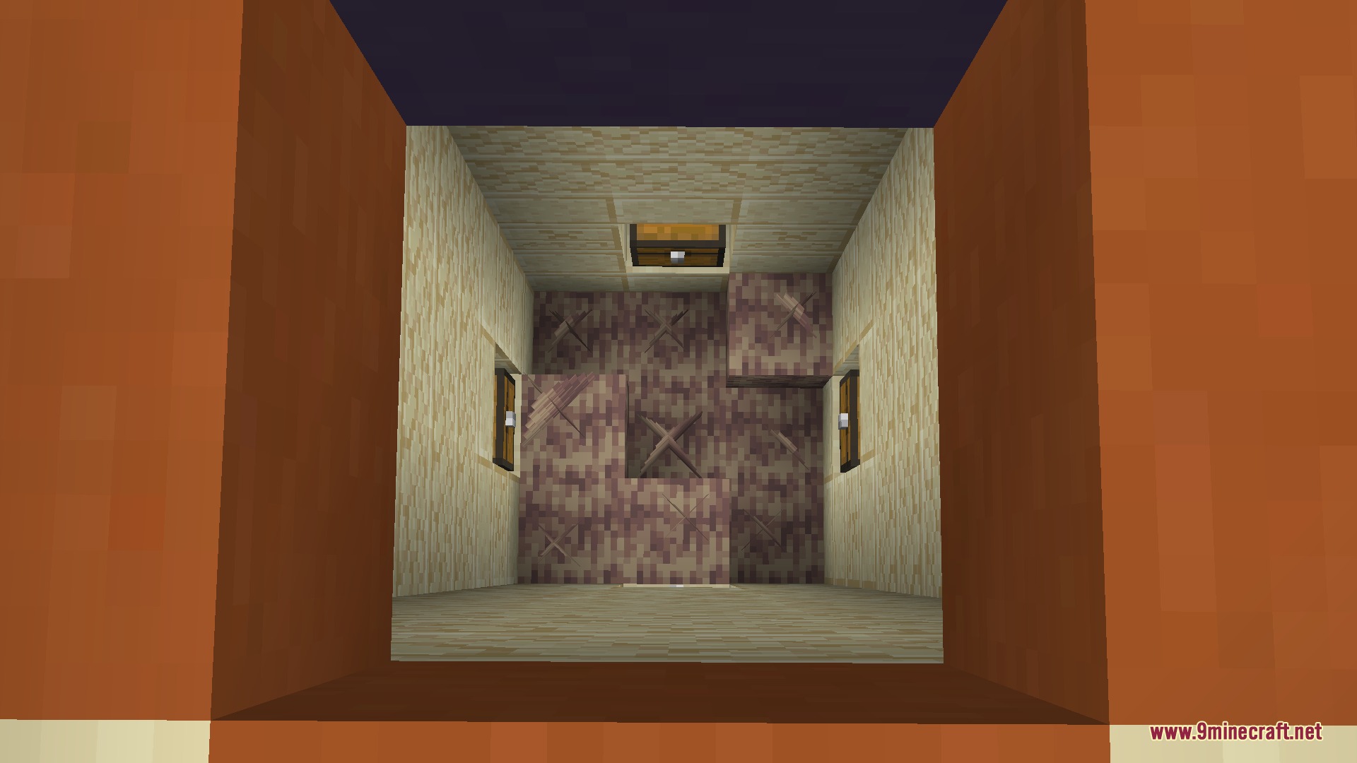 Varied Temples Mod Screenshot 2 A top down view of a desert pyramid with a unique room layout