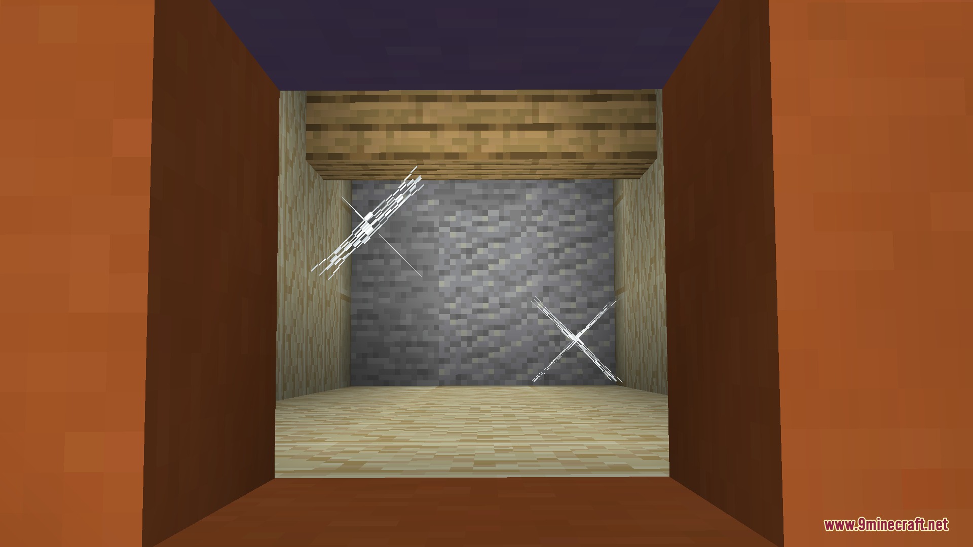 Varied Temples Mod Screenshot 3 Looking down into a desert pyramid room with wooden planks and cobwebs