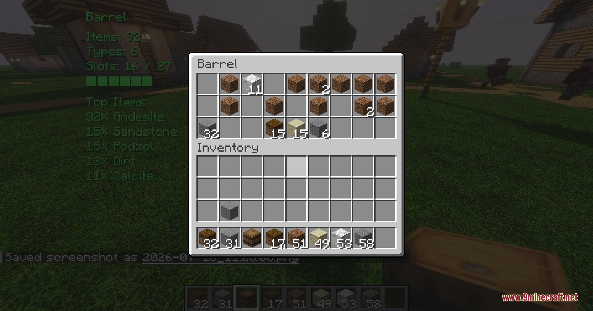 Vault Vision Peek Mod Screenshot 2 Opening a barrel to see the items stored inside the inventory screen