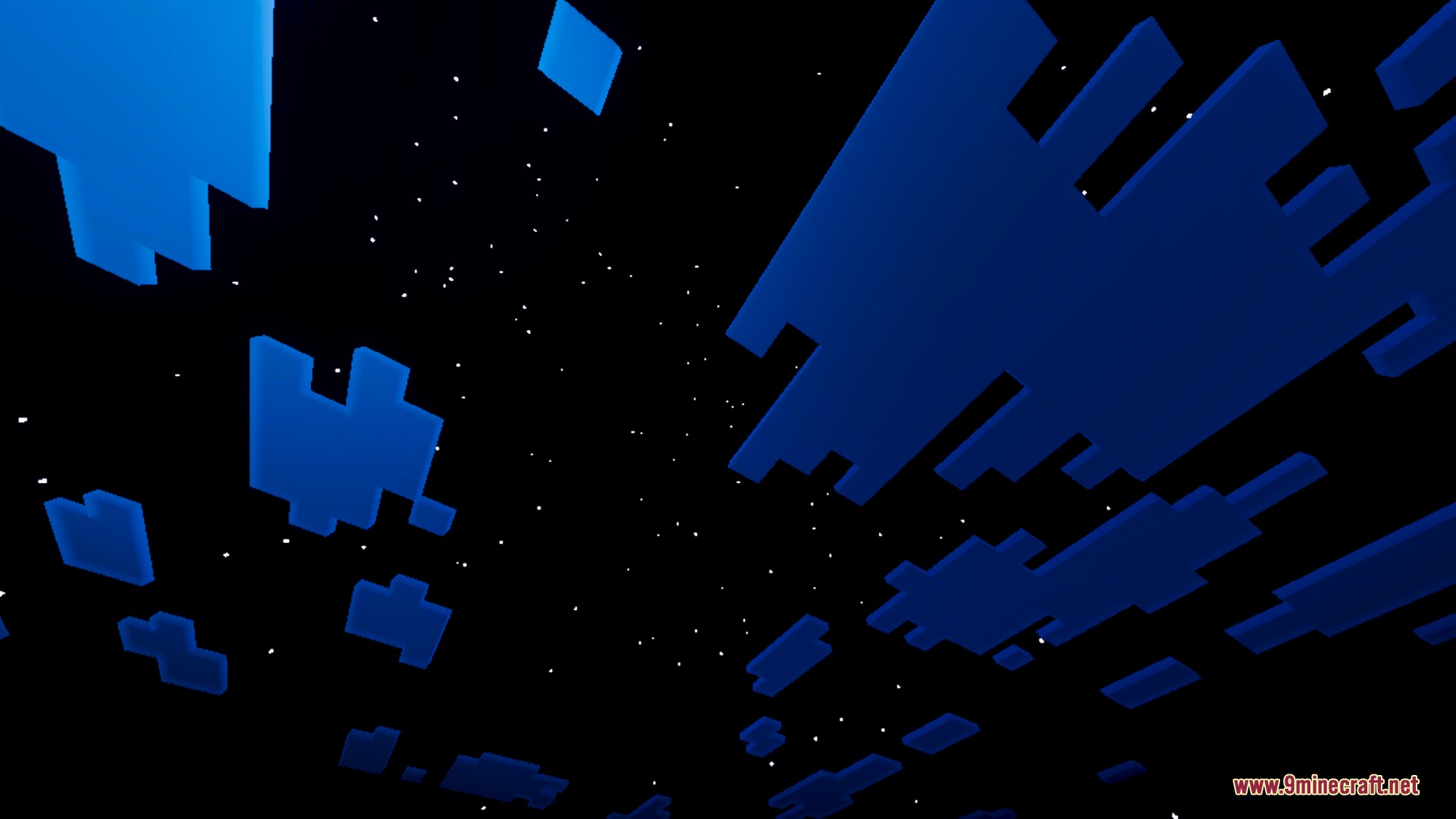 Velora Prism Visuals Shader Screenshot 5 Blue blocky clouds and white stars fill the dark night sky