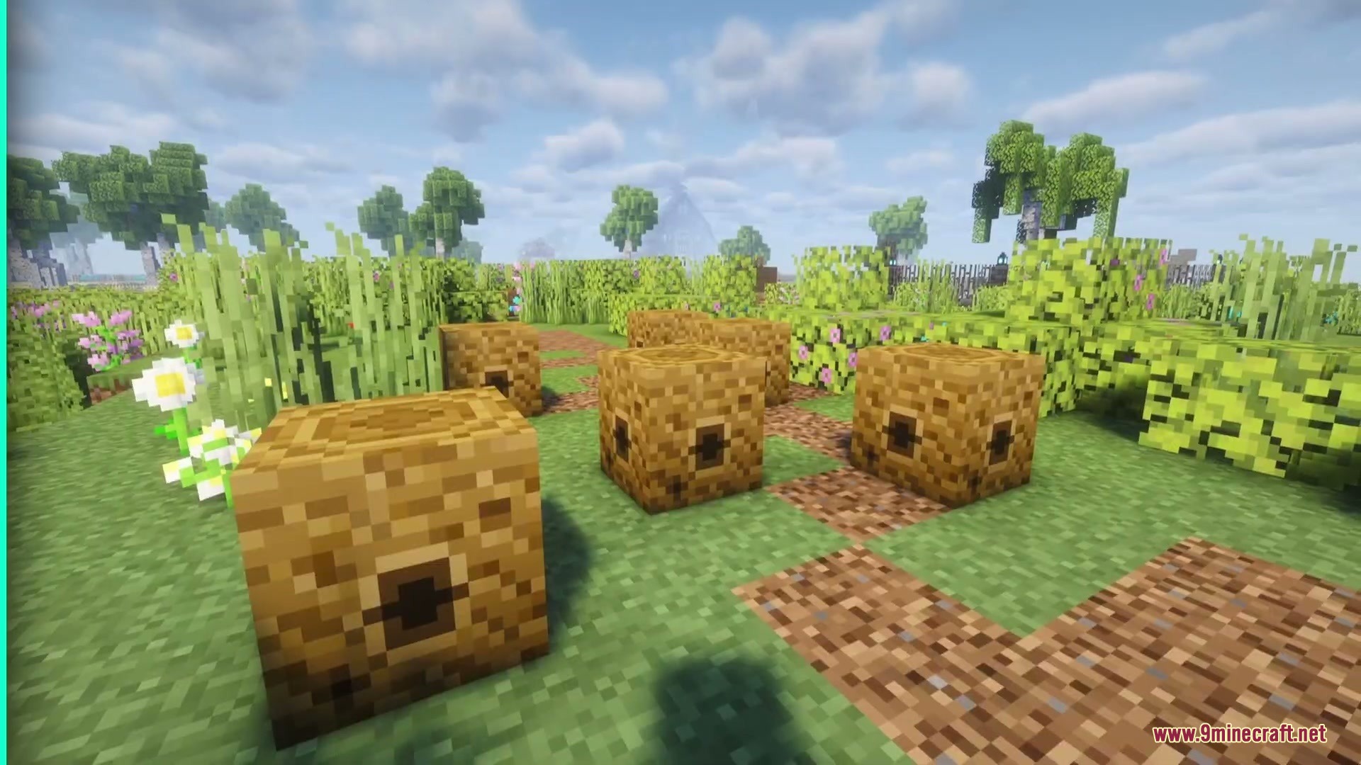 Vengeful Swarm High Focus Mod Screenshot 1 Several Vengeful Swarm hives placed on the ground in a grassy field