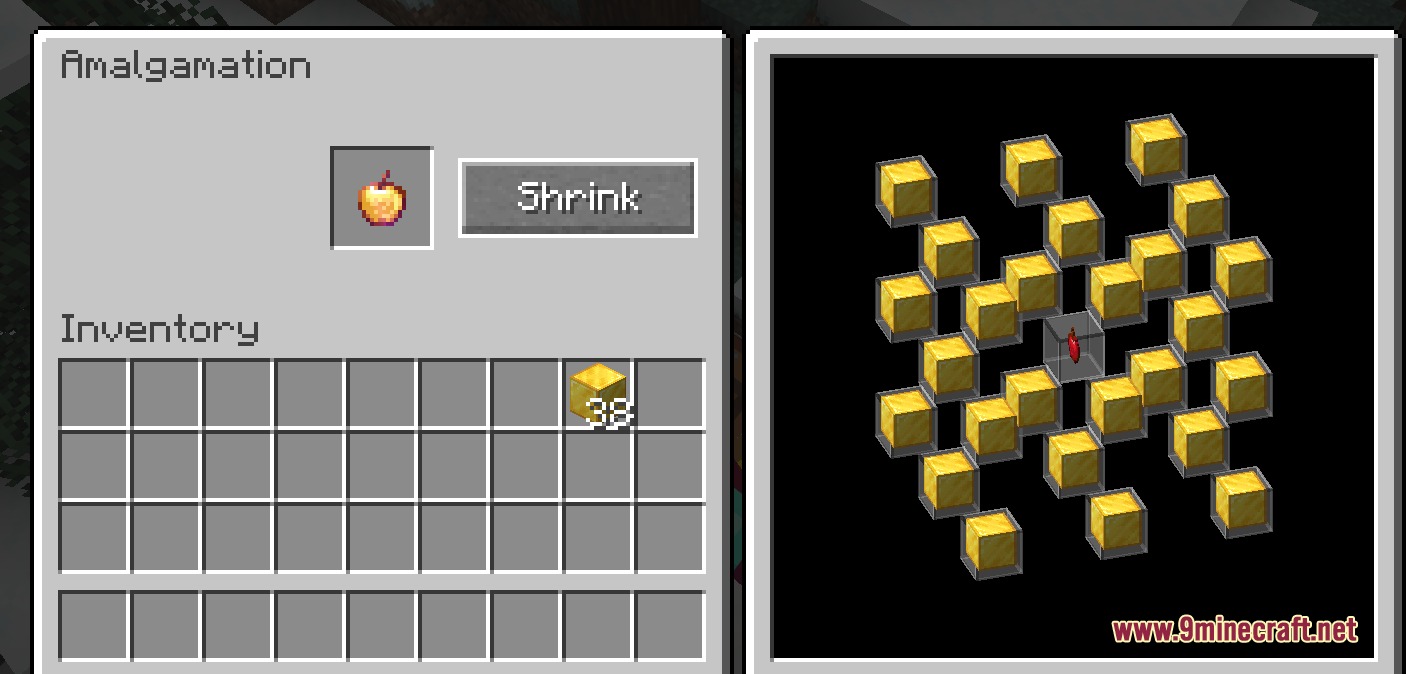 Vertex Forge Crafting Mod Screenshot 1 Vertex Forge Crafting Mod interface showing a volumetric recipe for golden apples