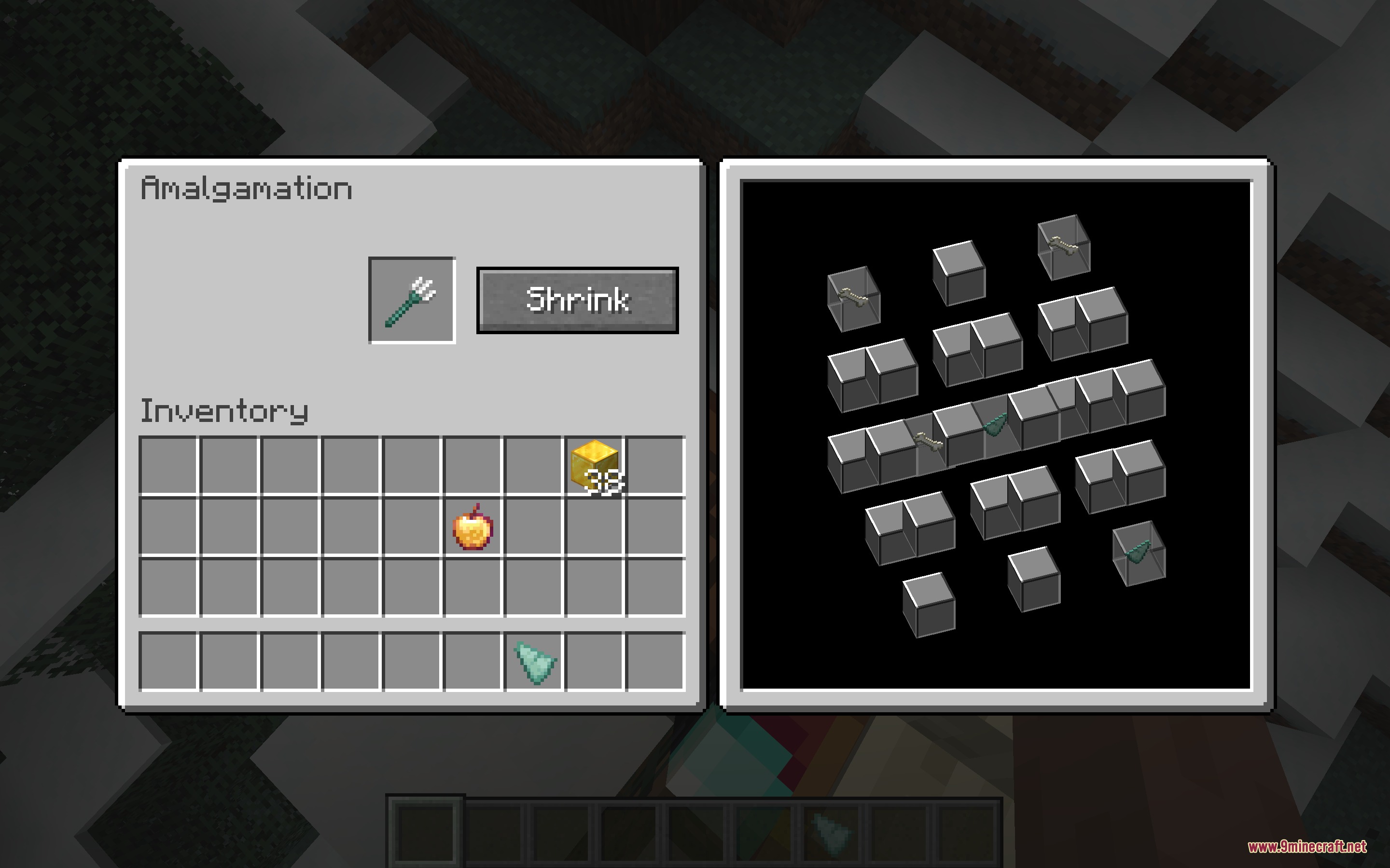 Vertex Forge Crafting Mod Screenshot 2 Crafting a trident using prismarine shards in the volumetric three dimensional grid