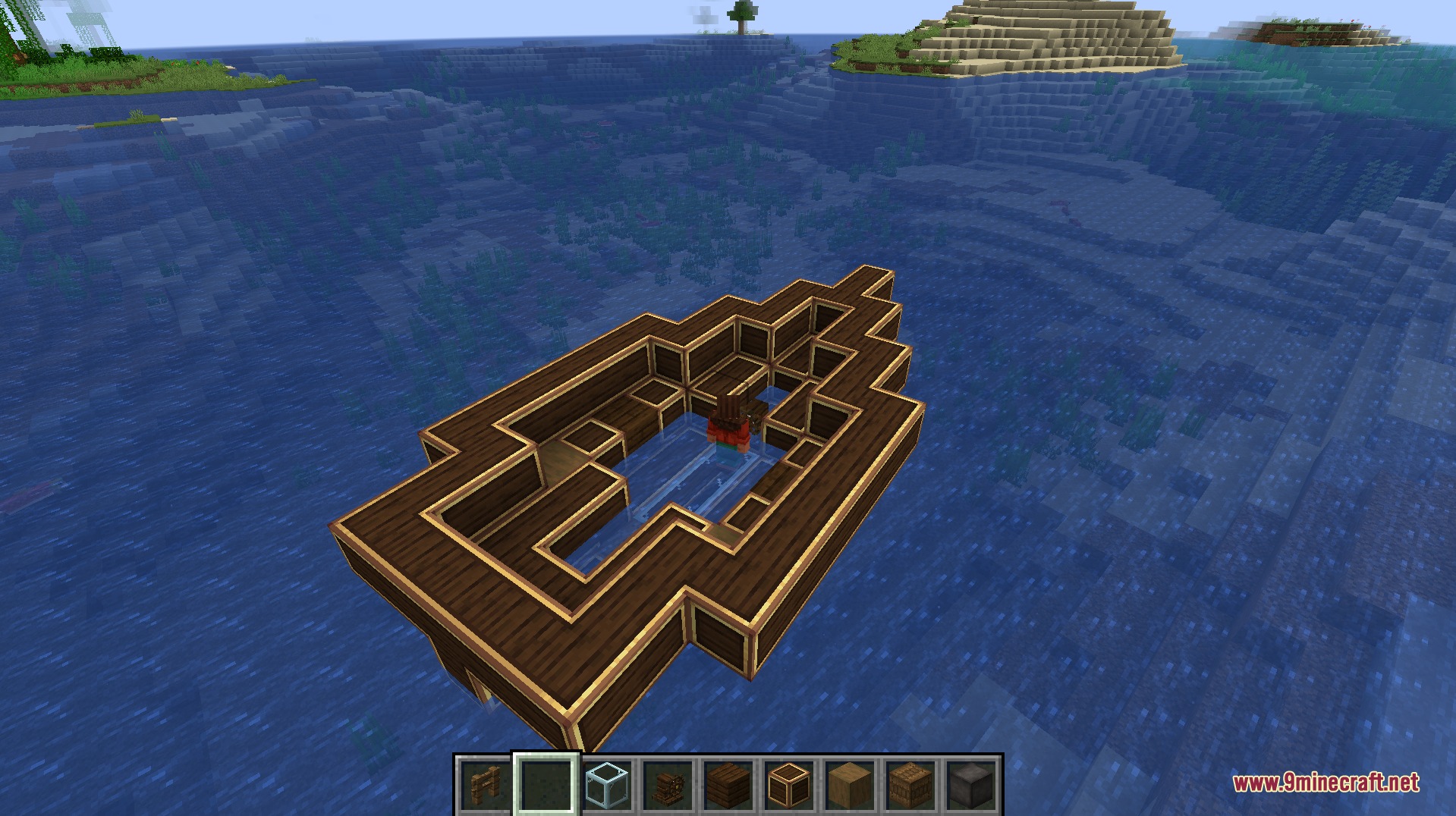 Vessel Kinetic Mod Screenshot 5 A custom wooden ship hull floating on the water using Vessel Kinetic Mod