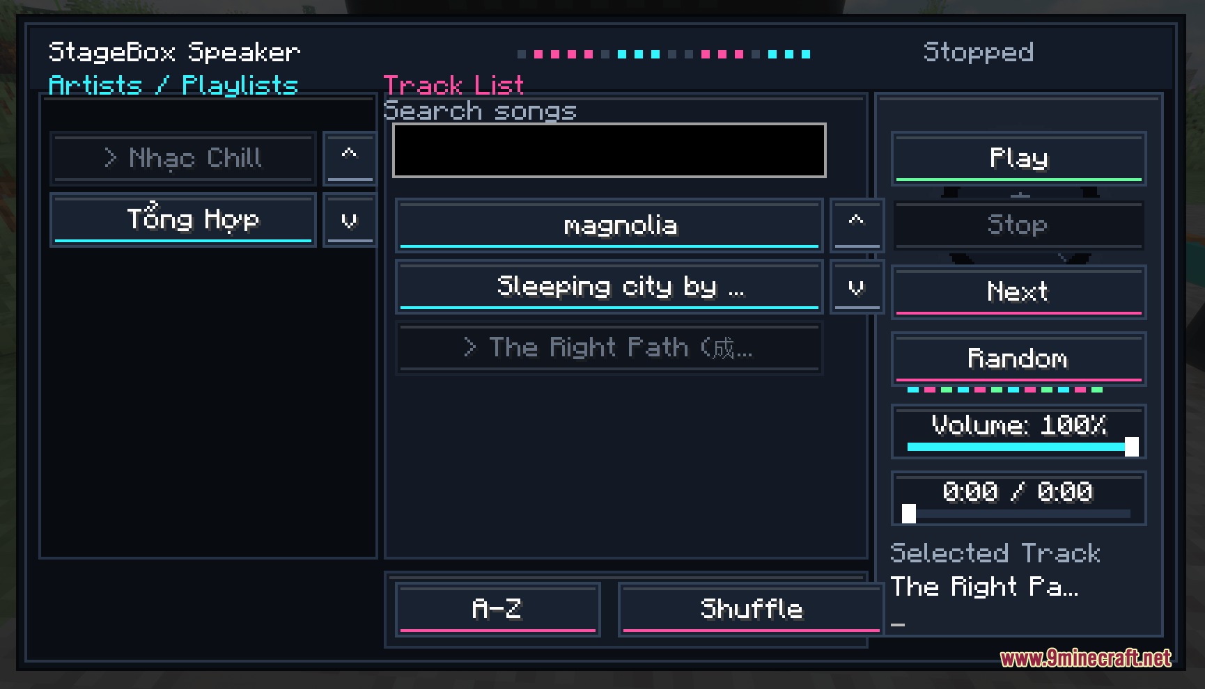 Vibe Wire Audio Mod Screenshot 2 The DJ Controller interface showing playlists and music playback control options