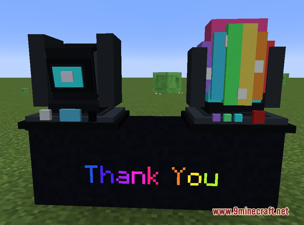 Vibe Wire Audio Mod Screenshot 7 A DJ controller booth with colorful turntables and a rainbow Thank You sign