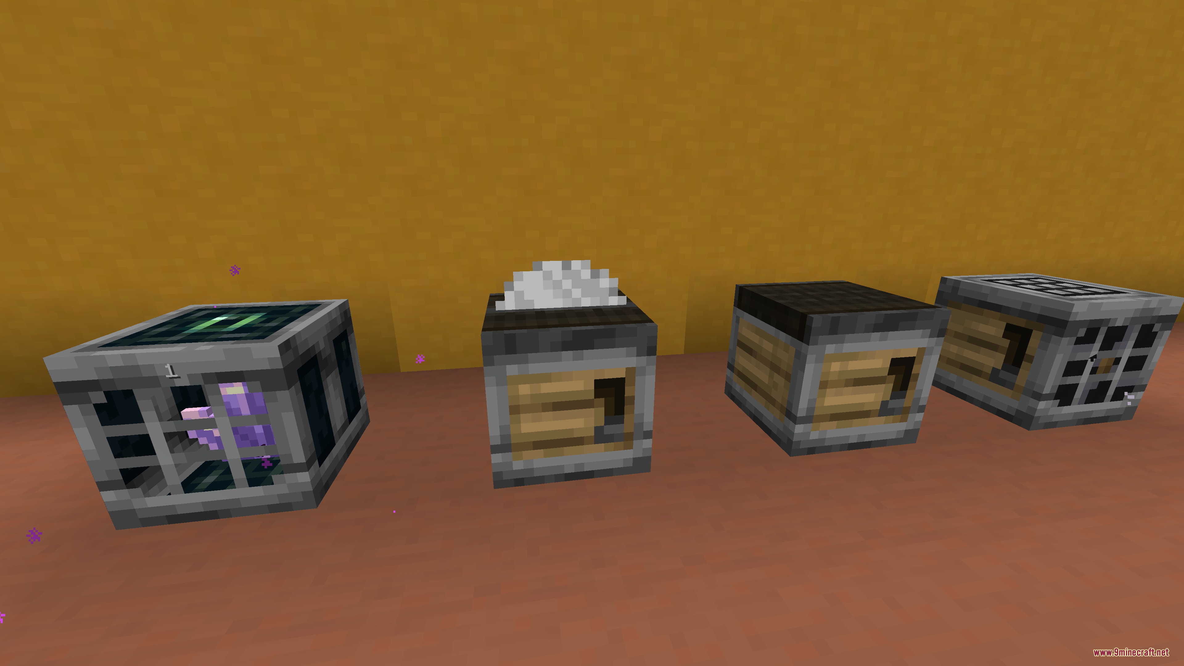 Vibrant Sundries Mod Screenshot 6 Four industrial utility blocks from Vibrant Sundries Mod displayed in a row