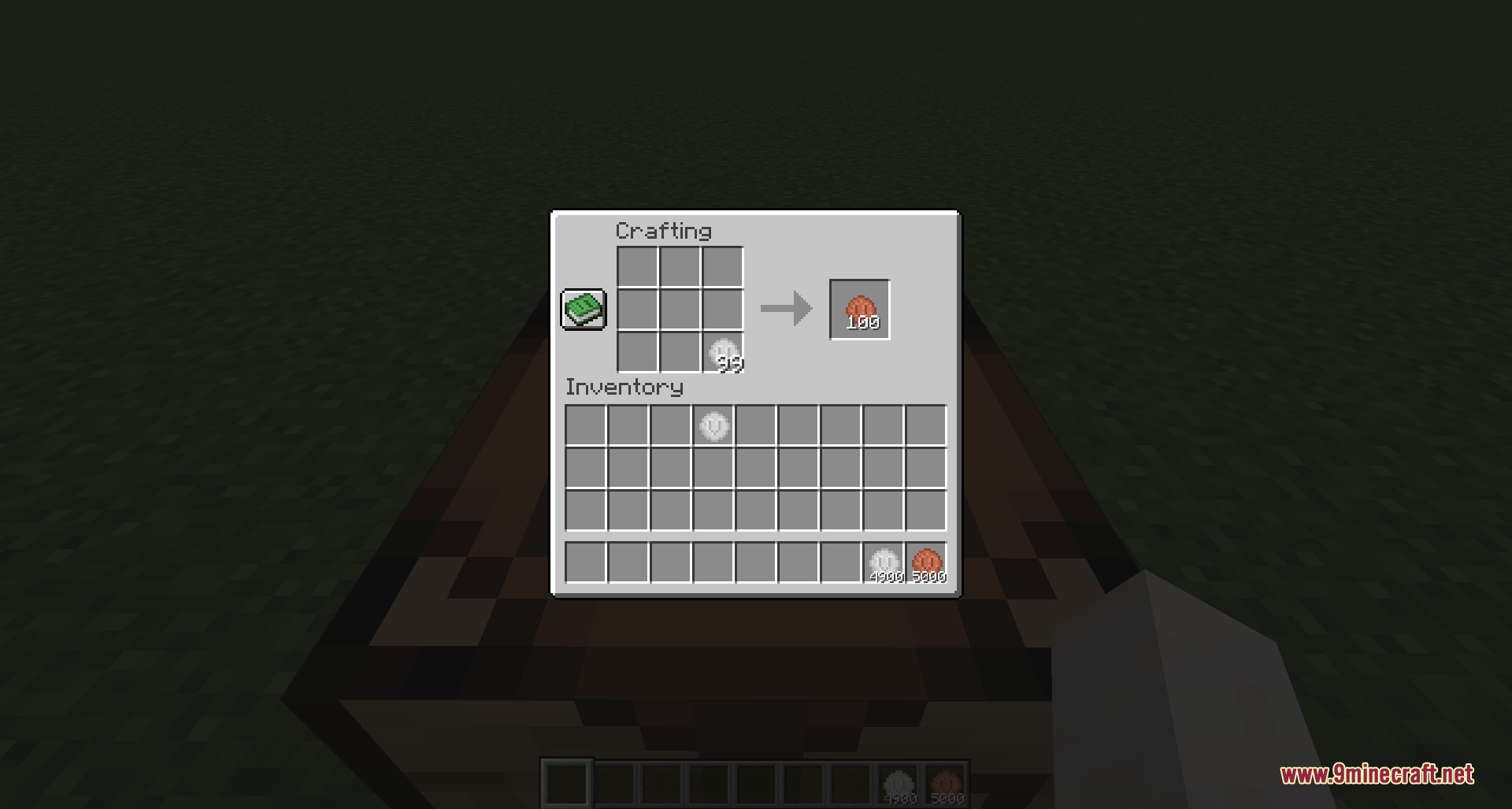 Villager Coin Mod Screenshot 3 Player breaking down iron coins into copper coins in a crafting table