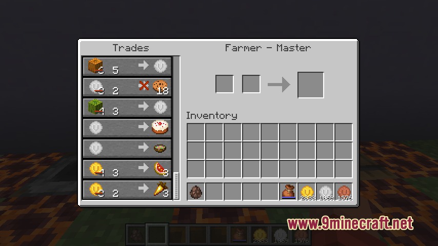 Villager Coin Mod Screenshot 6 Master farmer villager offering food items in exchange for various custom coins