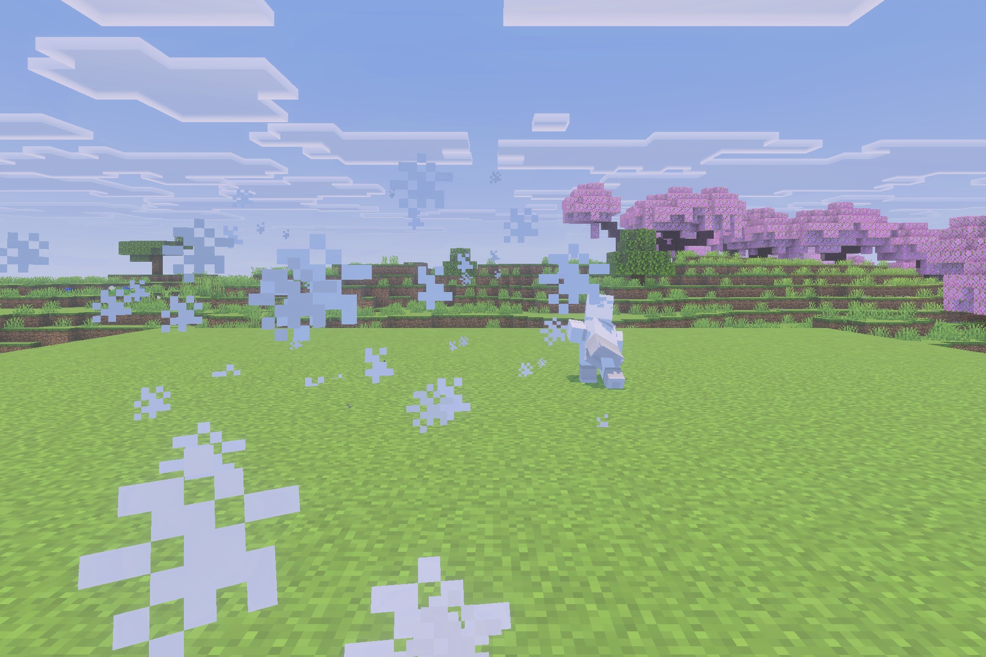 Viltrumite Addon Update Addon Screenshot 3 A player performs an explosive landing with white particles on the grass