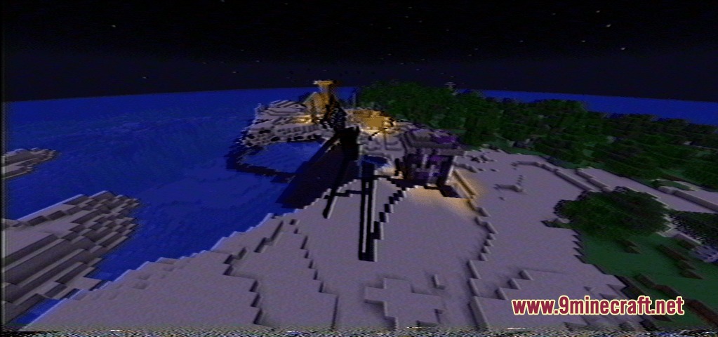 Viostt.jar Horror Horror Event Arg Mod Screenshot 6 A tall black creature standing on a sandy beach under the night sky