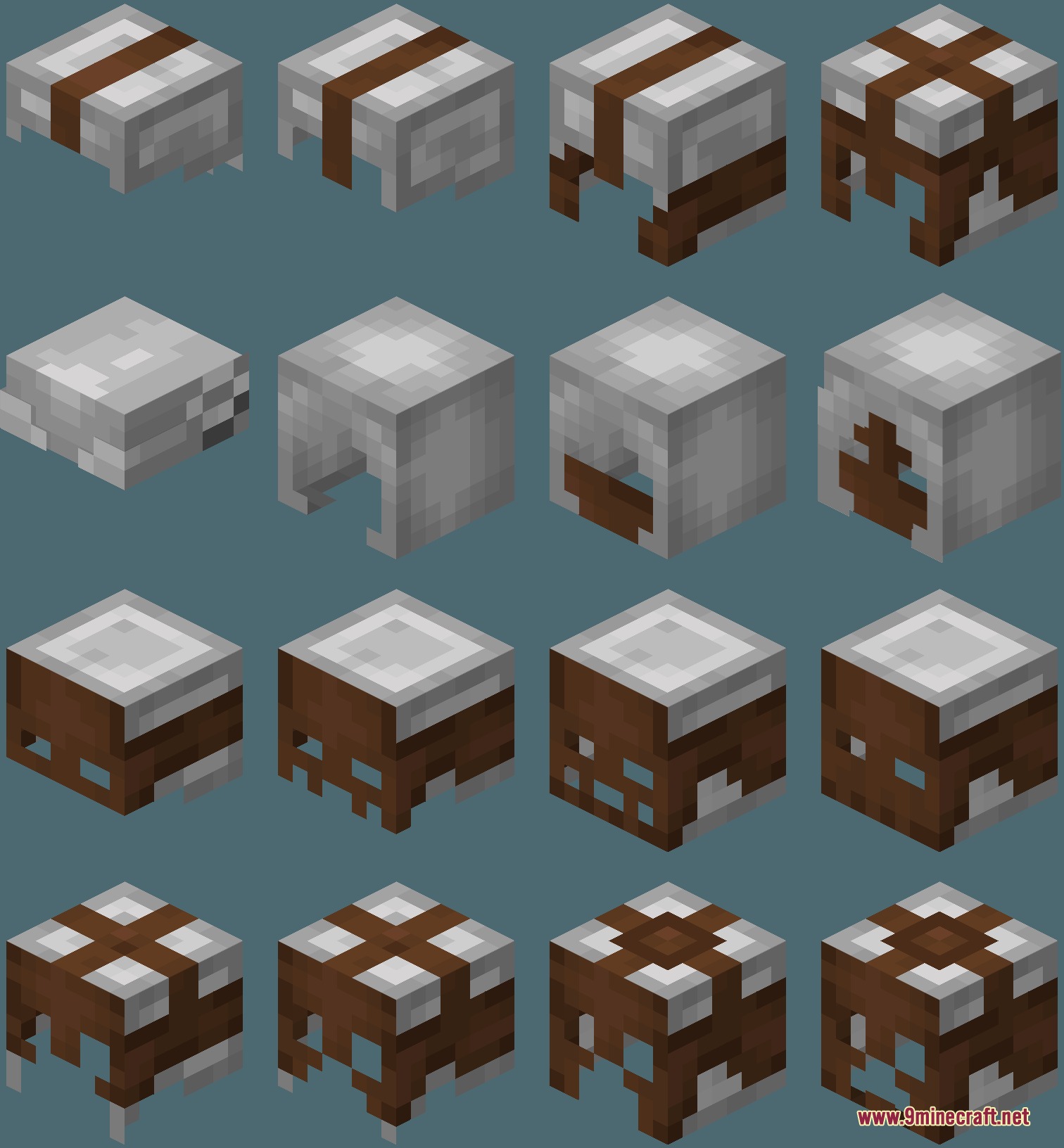 Visual Enchants Resource Pack Screenshot 3 A collection of various helmets featuring unique custom enchantment textures and designs