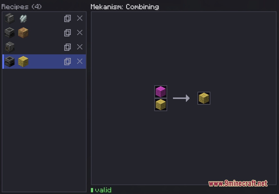 Visual Recipe Architect Mod Screenshot 5 A visual interface for creating Mekanism combining recipes with input and output slots