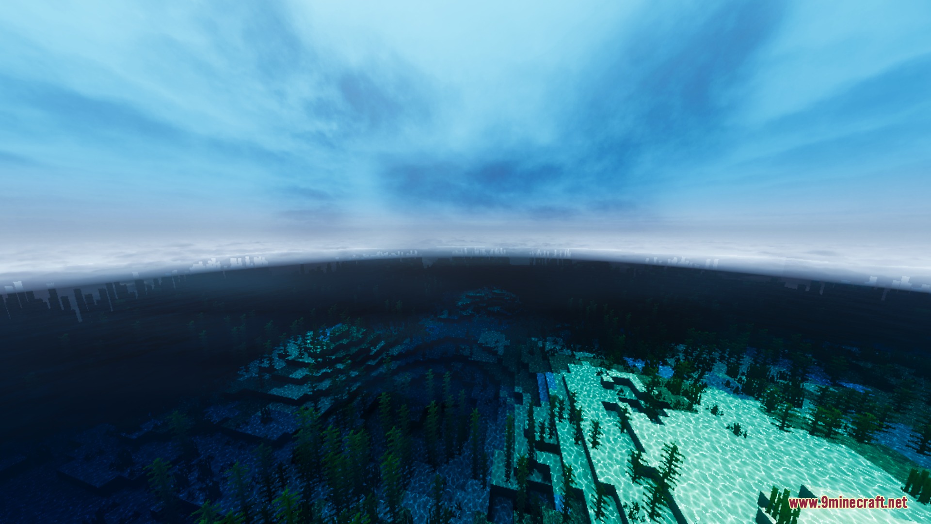 Visuals PLUS Shader Screenshot 5 A vast underwater landscape with kelp and realistic lighting under bright fog