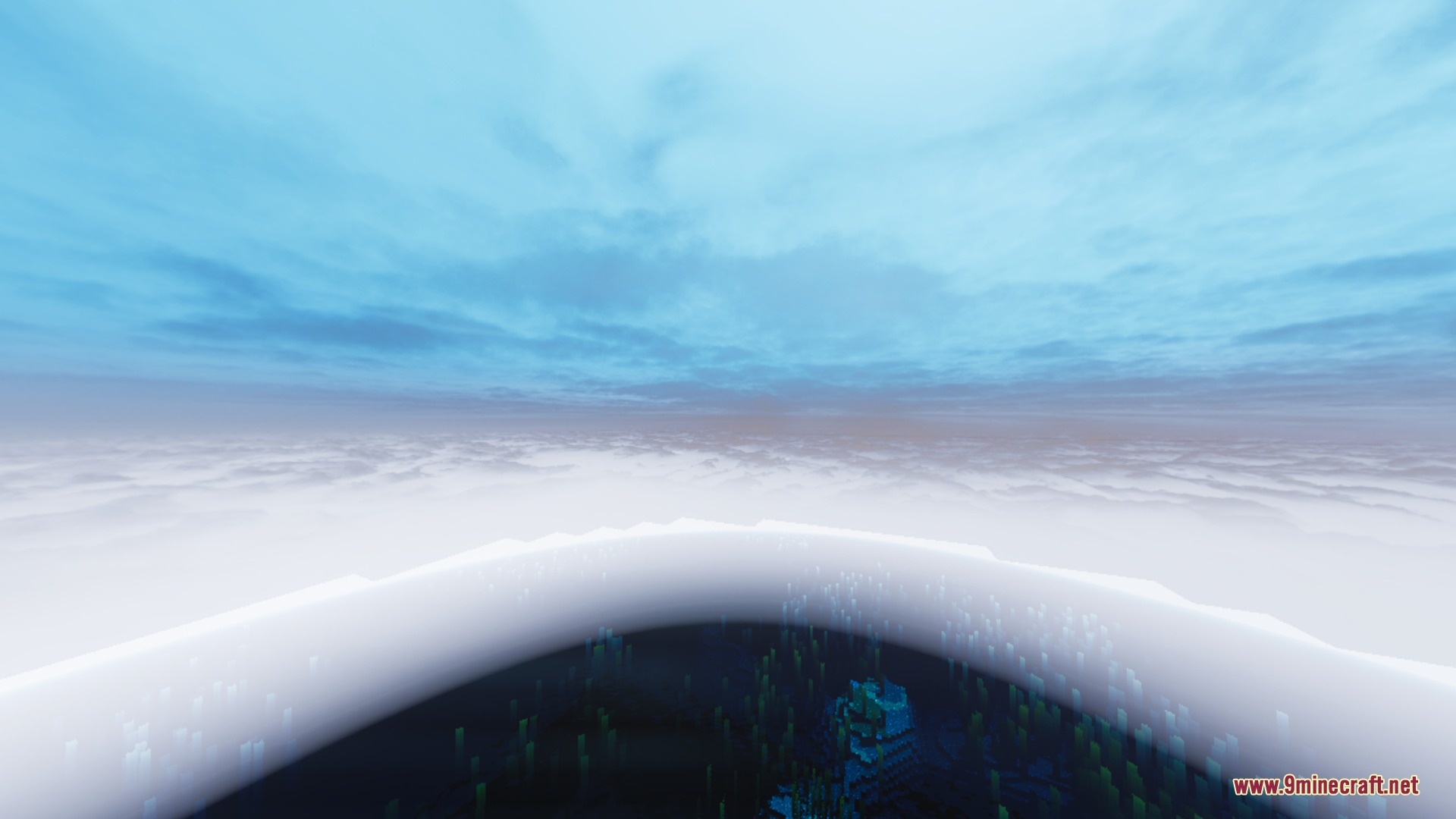 Visuals PLUS Shader Screenshot 6 Dense white atmospheric fog surrounding a circular opening over the dark ocean