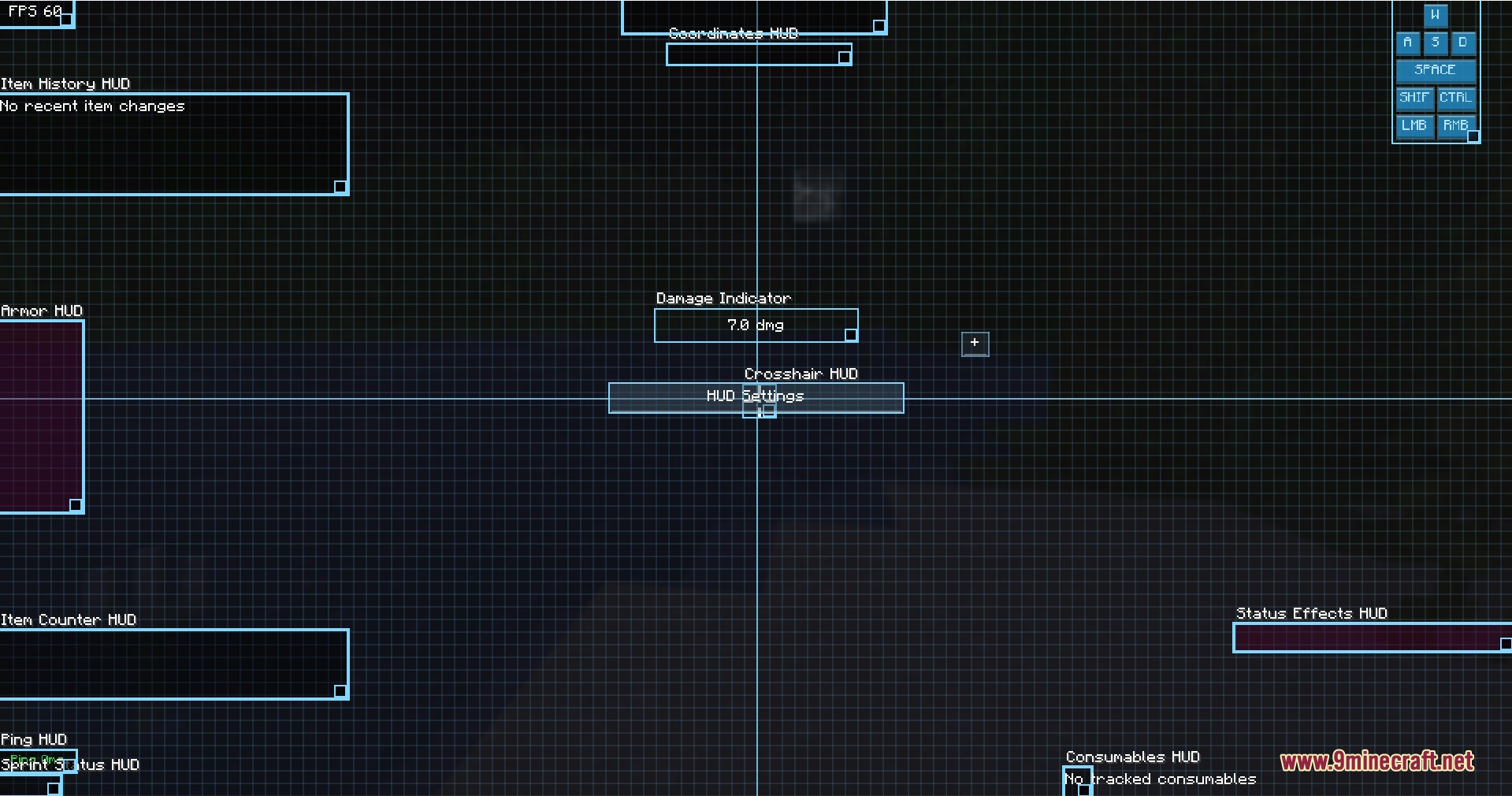 Vitality Glance Monitor Mod Screenshot 1 The Vitality Glance Monitor Mod editor for arranging HUD widgets