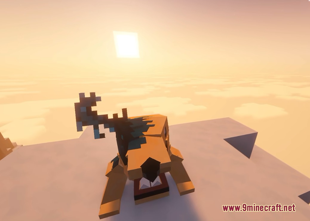 A Vocal Bark Strider beast stands on a snowy mountain during sunset