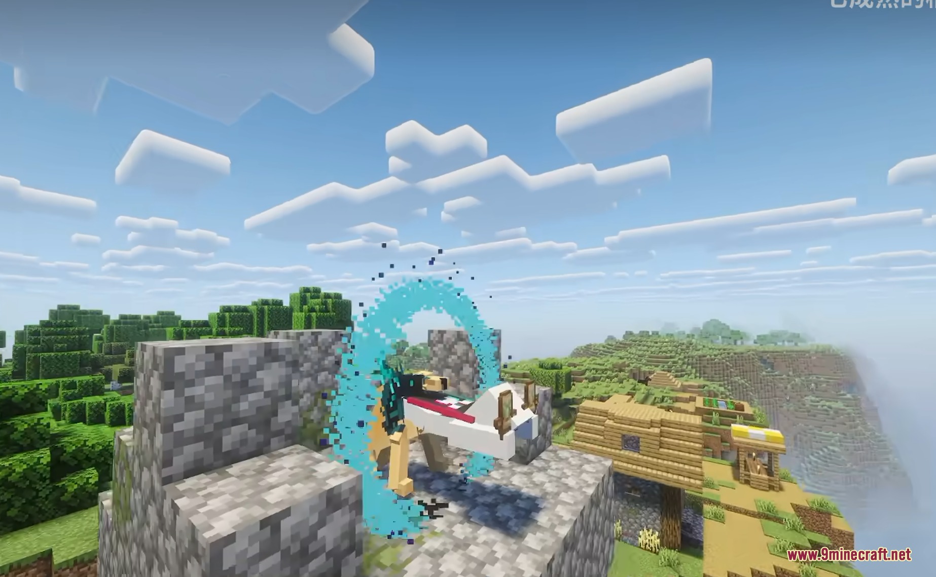 The creature releases a blue sonic blast while standing on stone blocks