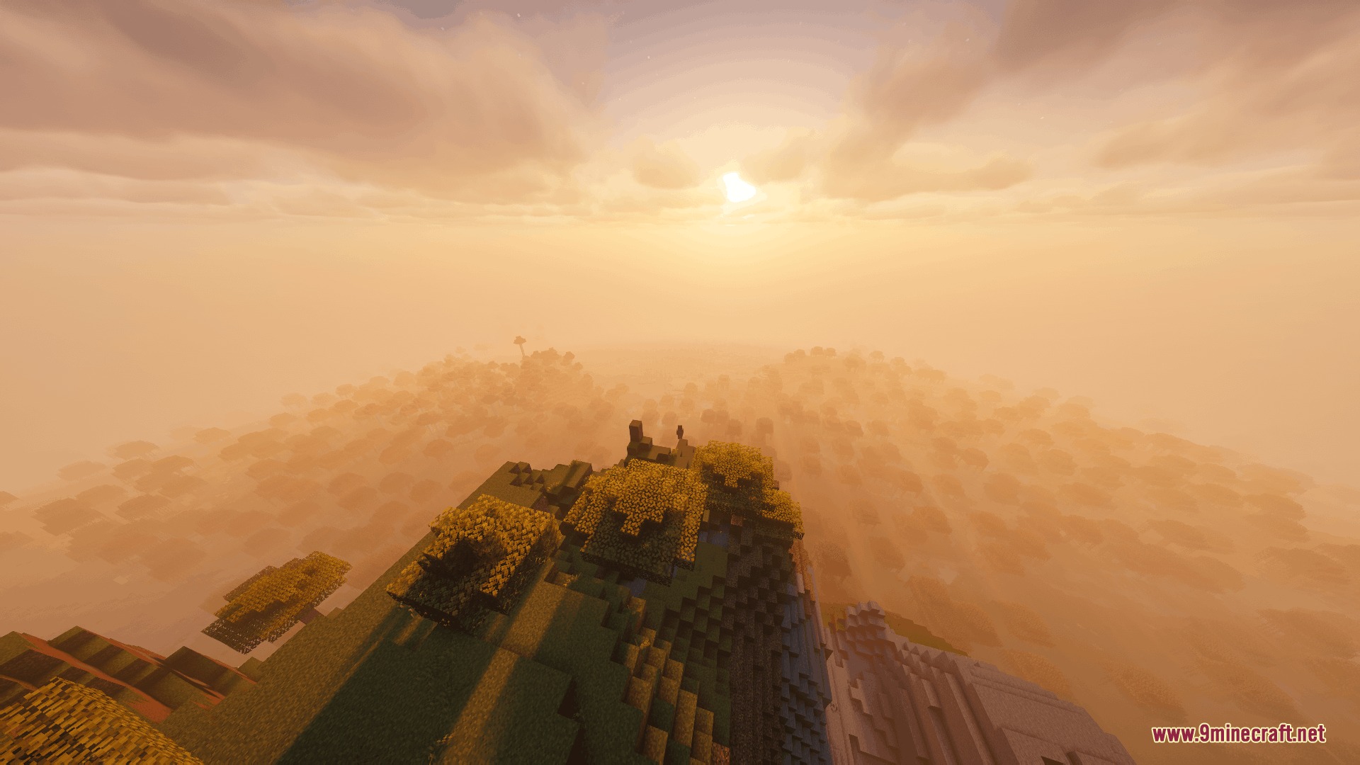 Vulkanic Light Engine Mod Screenshot 7 Vulkanic Light Engine Mod showing a golden sunset over a foggy forest