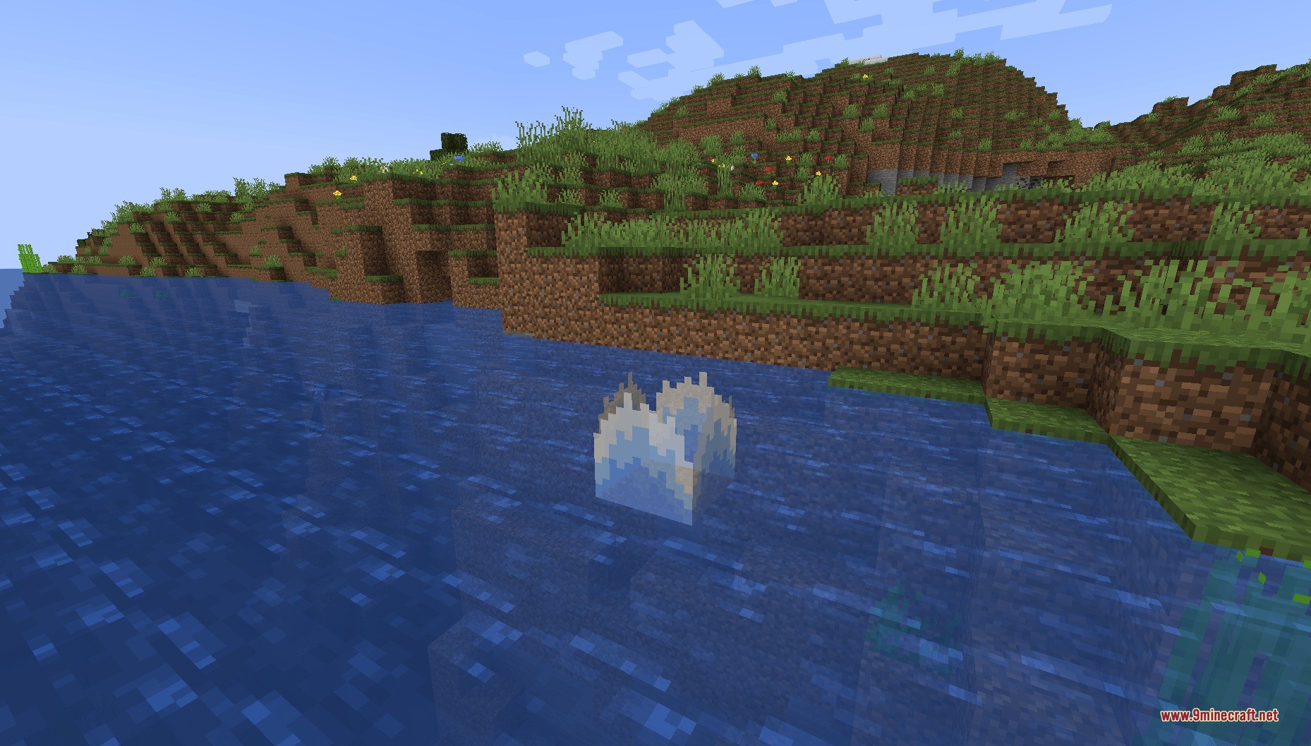 Water Splashes and Waves Surface Data Pack Screenshot 3 A large blue water splash effect appearing on the surface of a river
